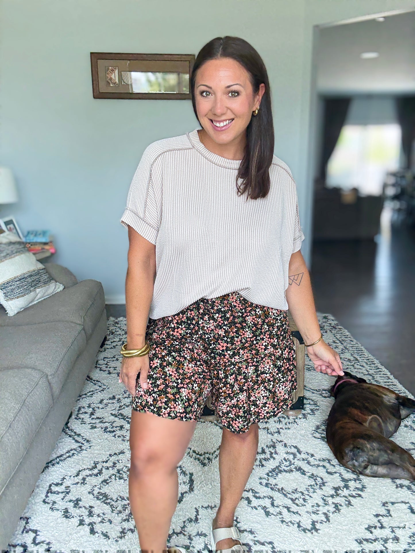 Short Notice Tiered Shorts in Tiny Flower Field