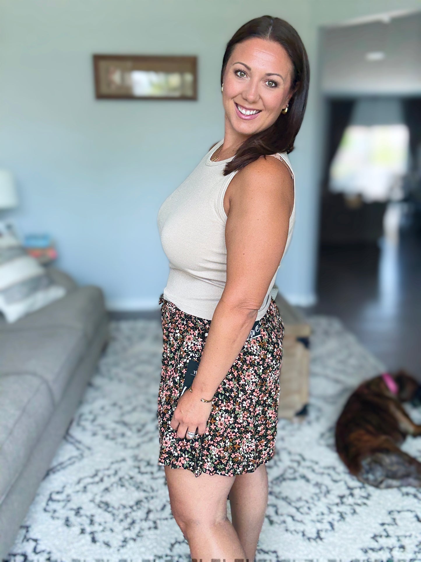 Short Notice Tiered Shorts in Tiny Flower Field
