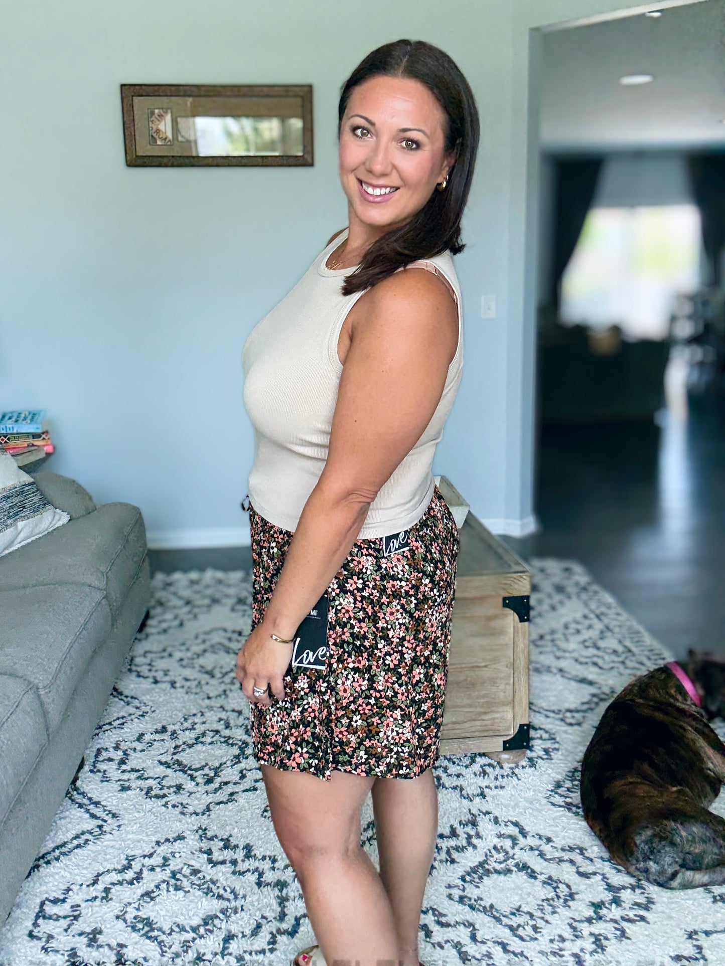 Short Notice Tiered Shorts in Tiny Flower Field