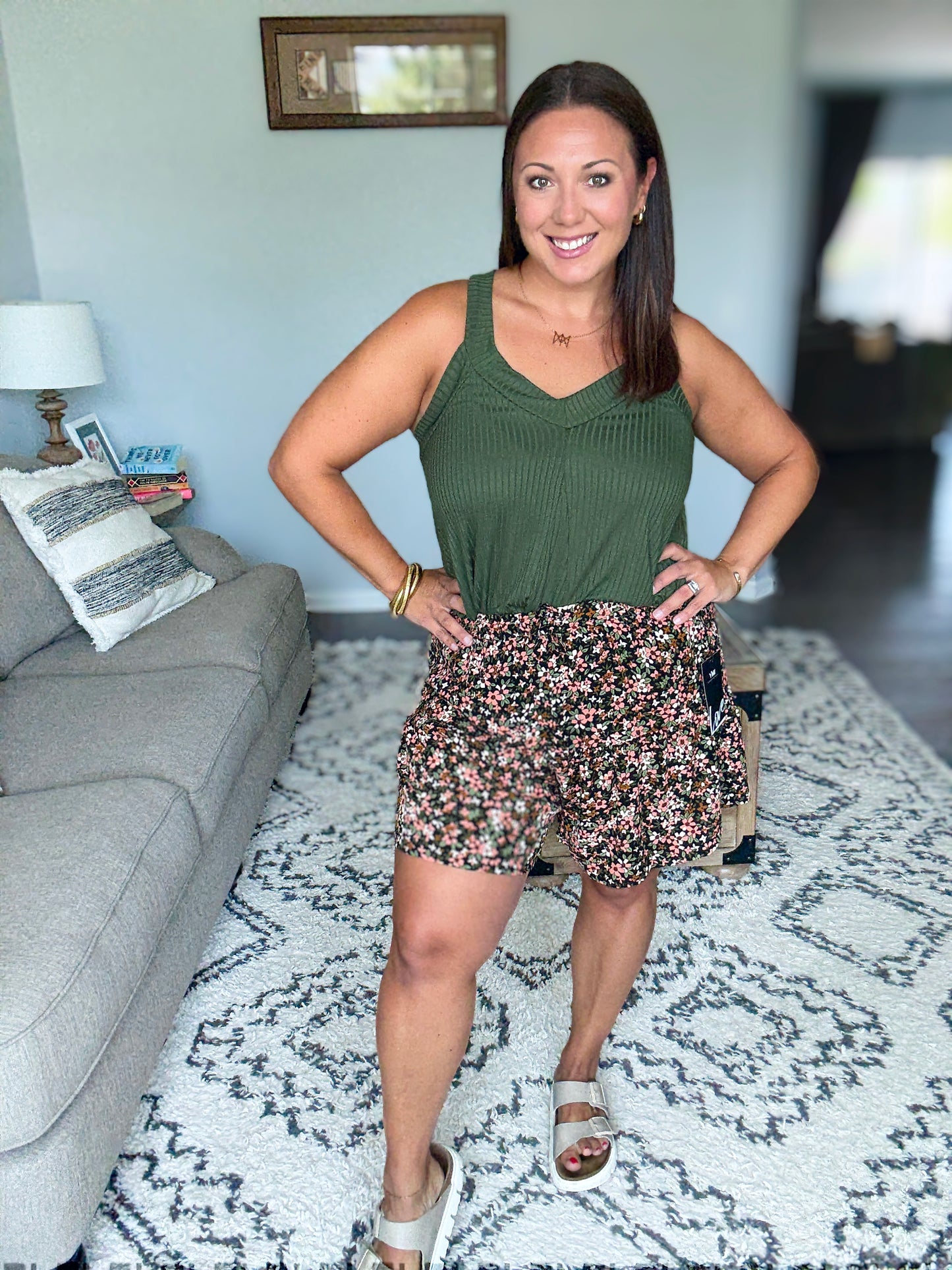 Short Notice Tiered Shorts in Tiny Flower Field