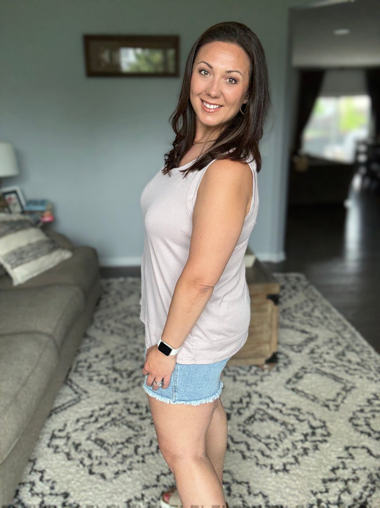 Mellow Muse Relaxed Knit Tank in Pearl Grey