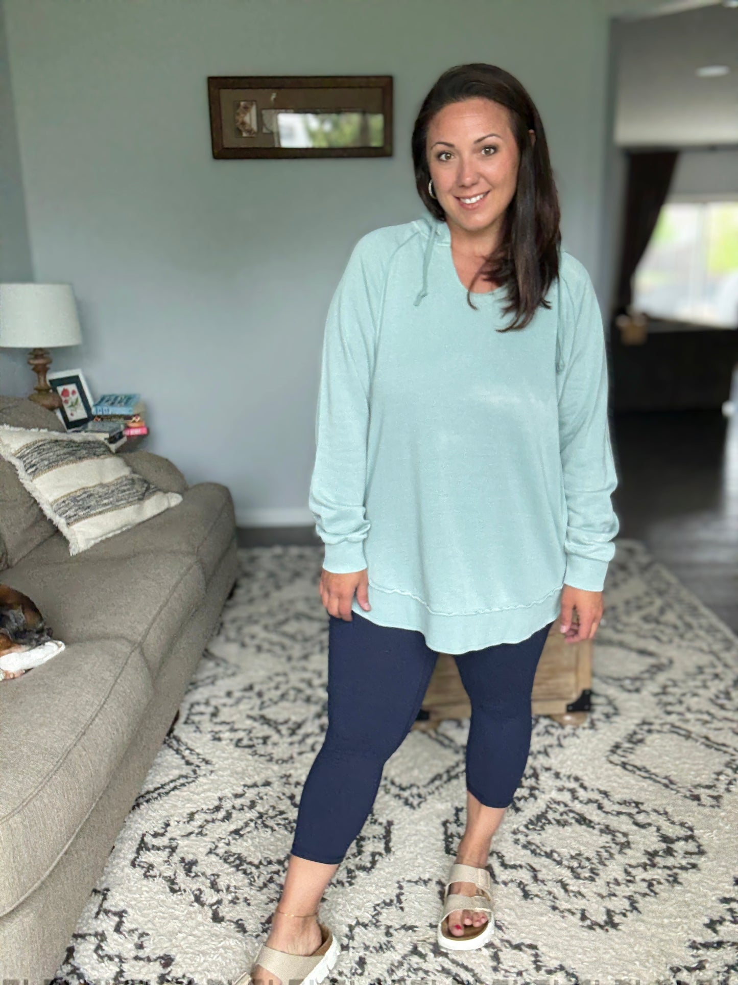 Lotus Butter Soft Capri Leggings in Black and Navy