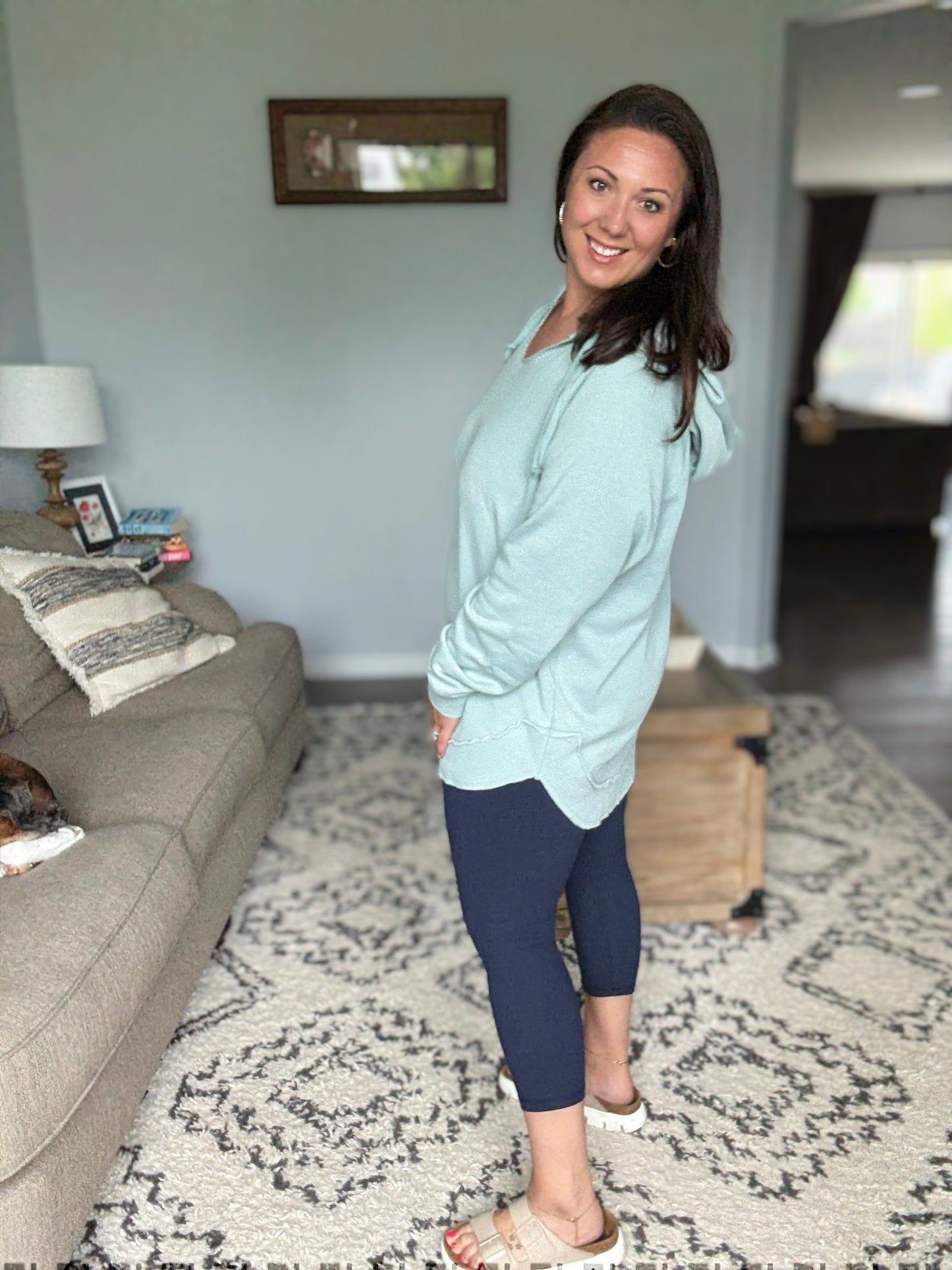 Lotus Butter Soft Capri Leggings in Black and Navy