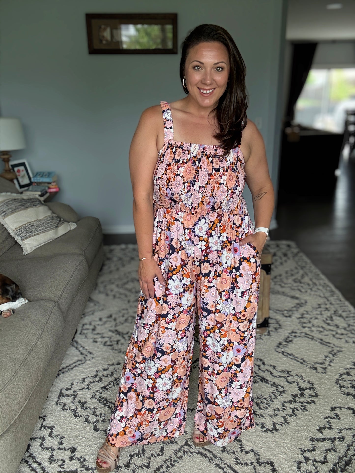 Live Your Best Life Floral Jumpsuit in Retro Floral