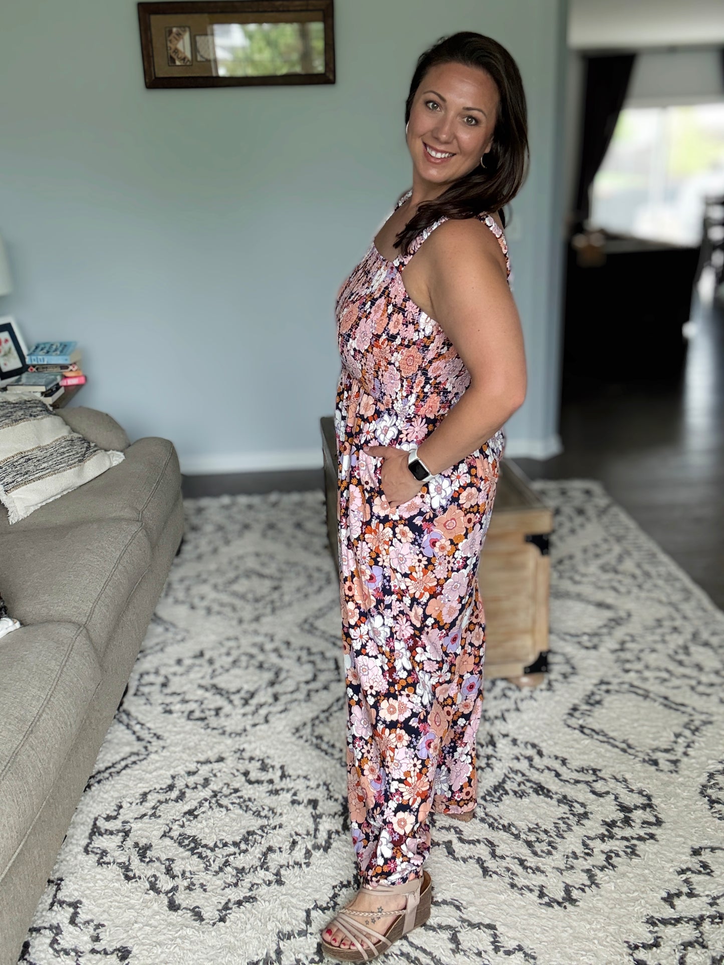 Live Your Best Life Floral Jumpsuit in Retro Floral