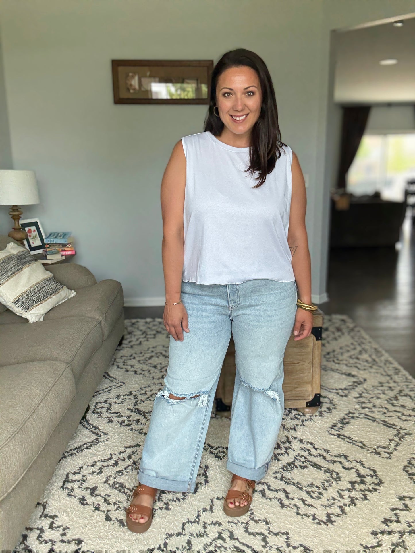 RISEN Neely Mid Rise Wide Fit Lightwash Boyfriend Jeans