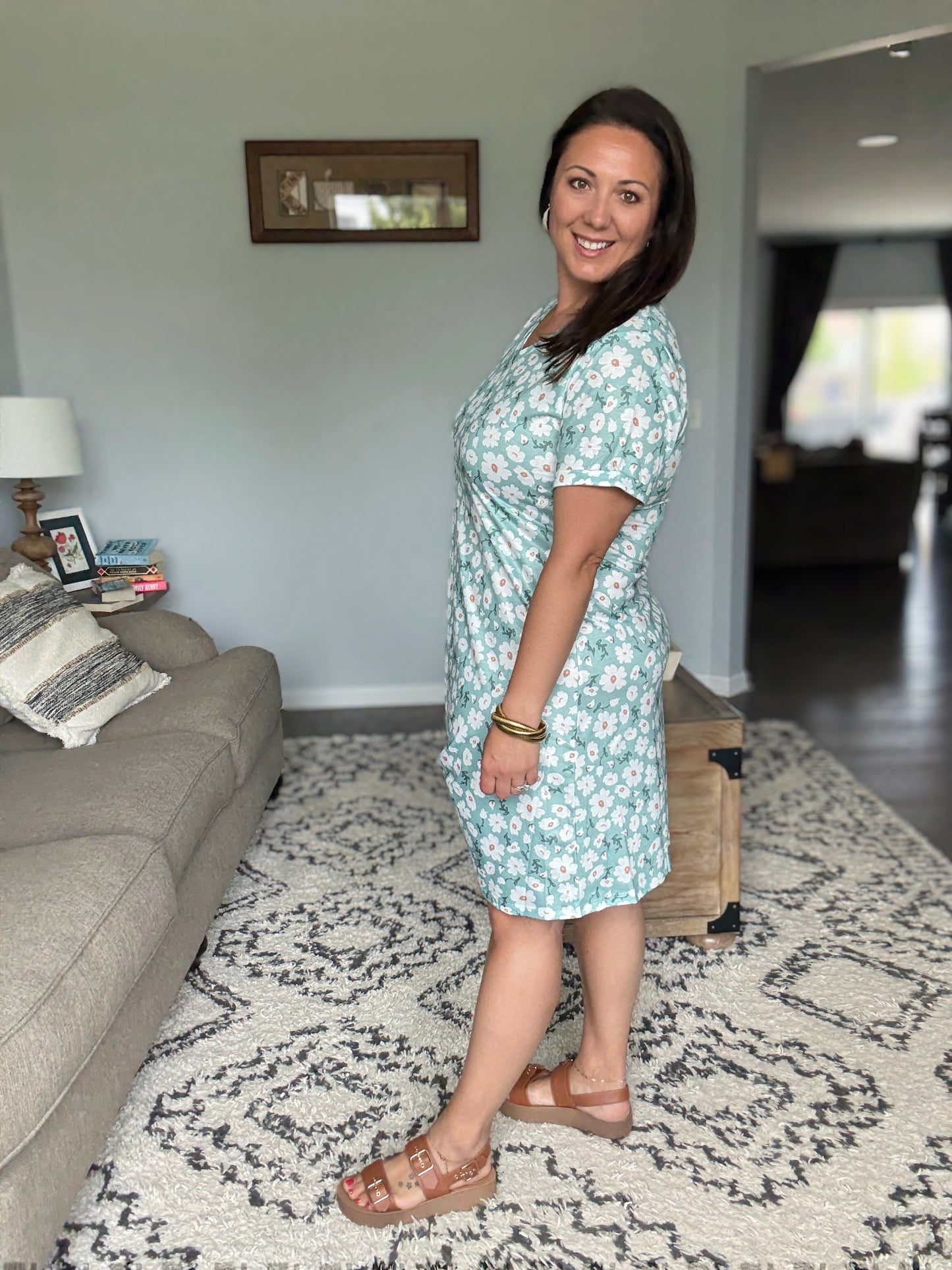 IN STOCK Knot Dress - Green Floral