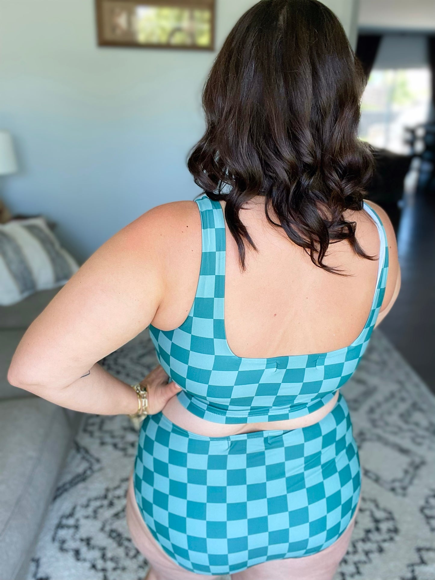 Bali Checkered High Waisted Swim Bottoms