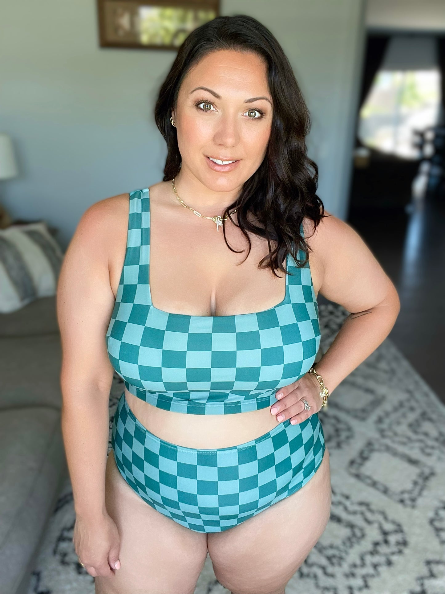 Bali Checkered High Waisted Swim Bottoms