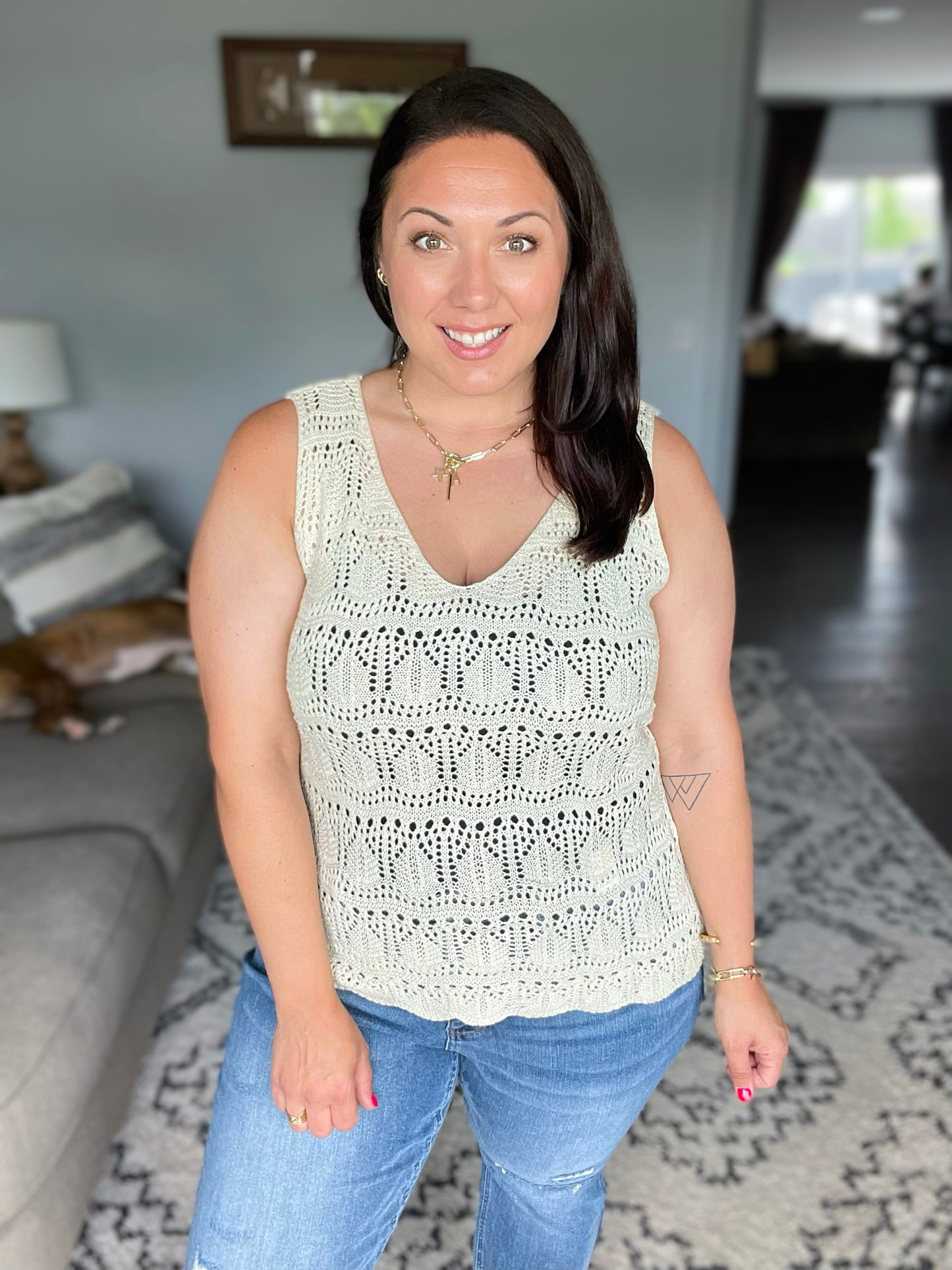 Adventure is Out There Open Knit Tank