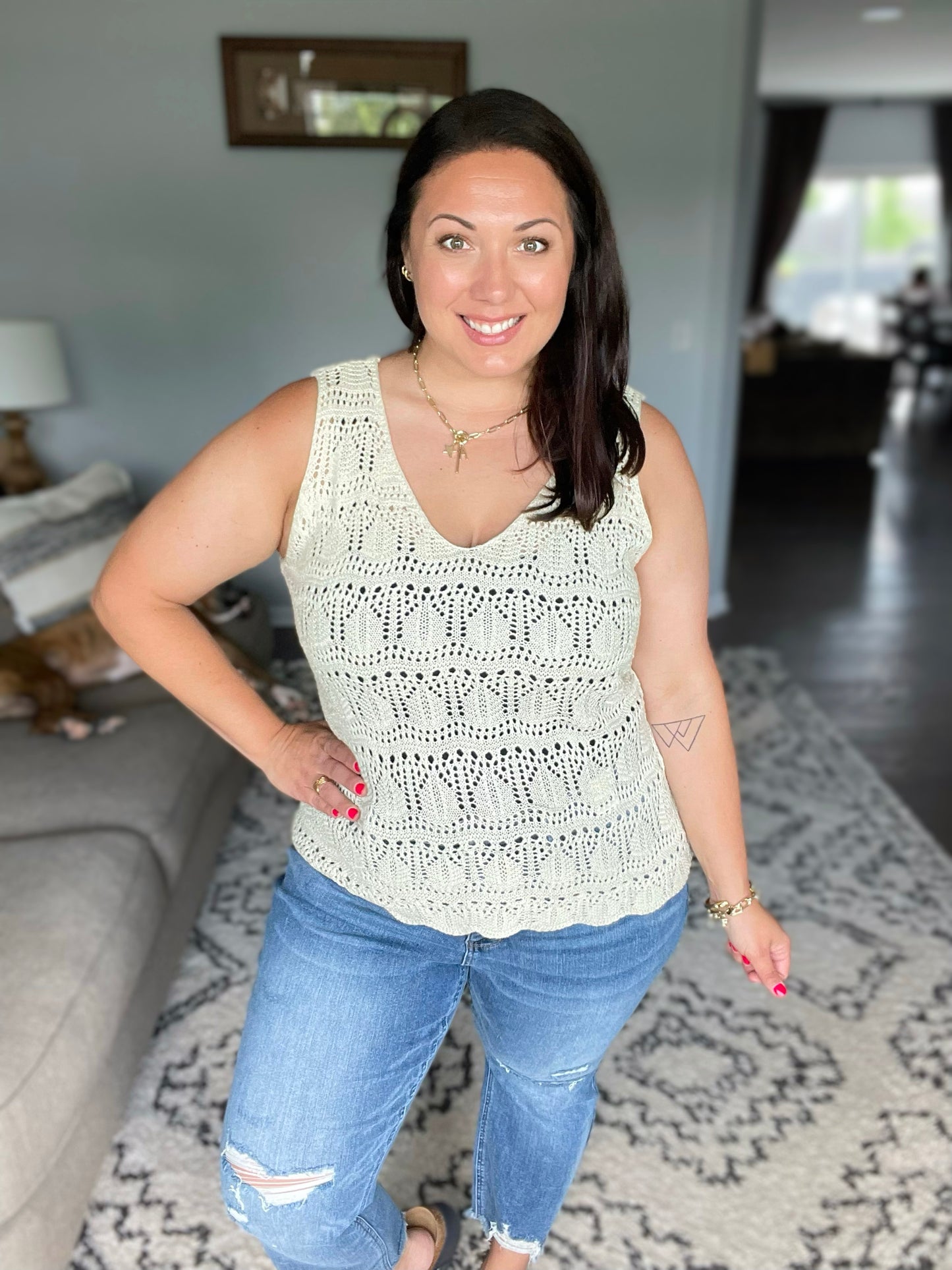 Adventure is Out There Open Knit Tank