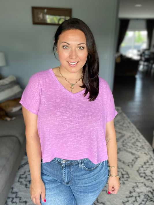 Classic Comfort V-Neck Top in Mauve