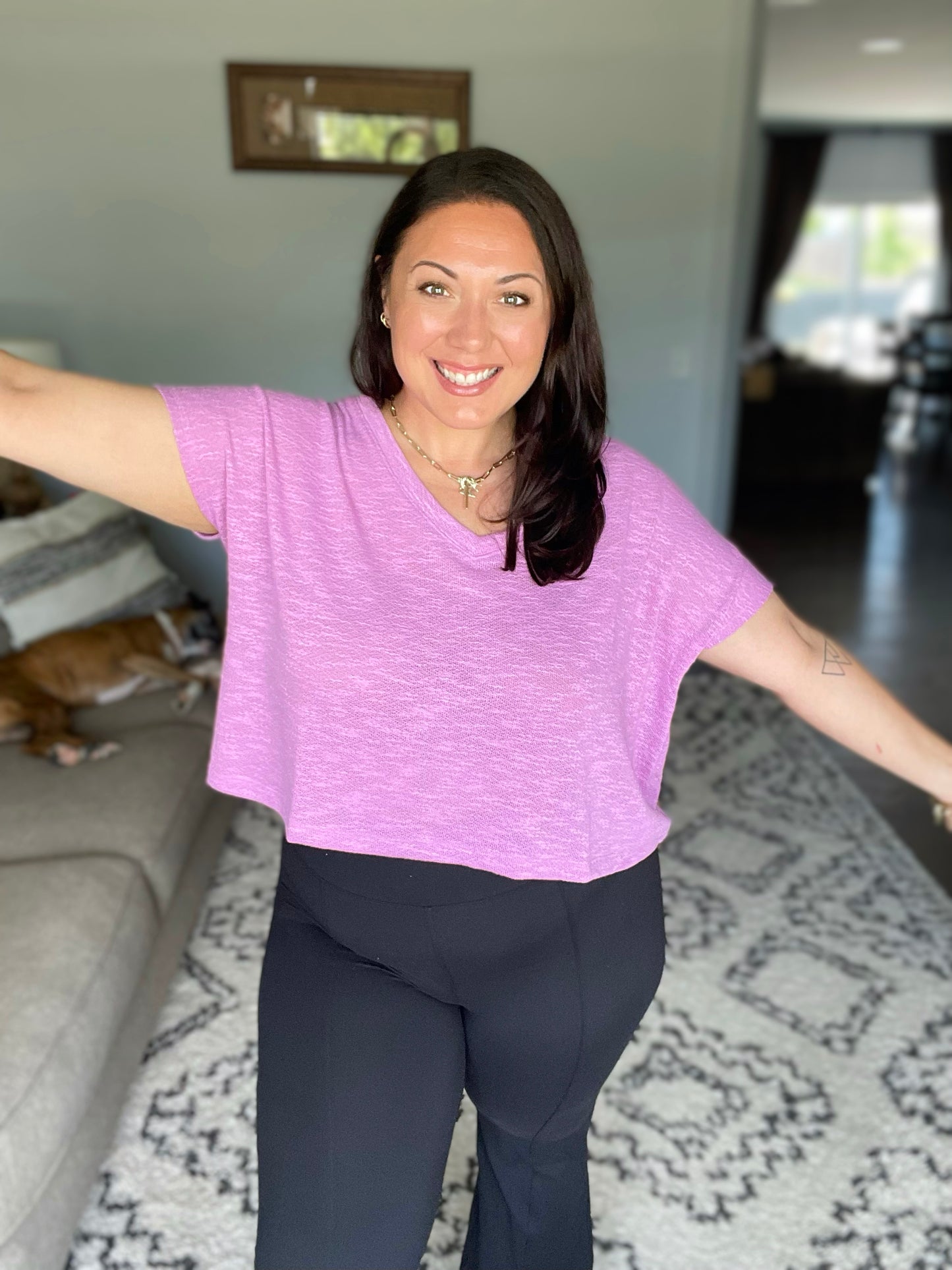 Classic Comfort V-Neck Top in Mauve