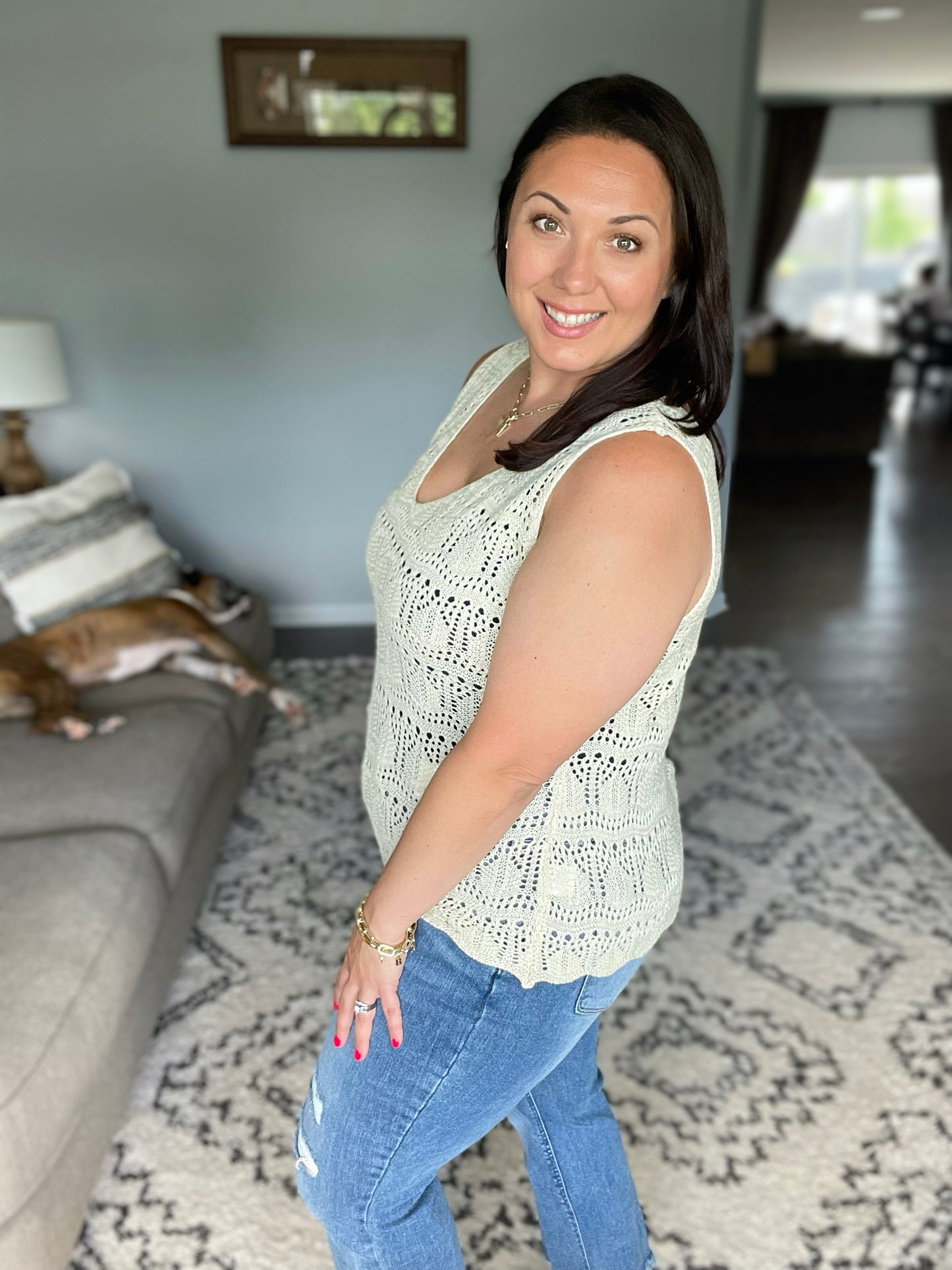 Adventure is Out There Open Knit Tank