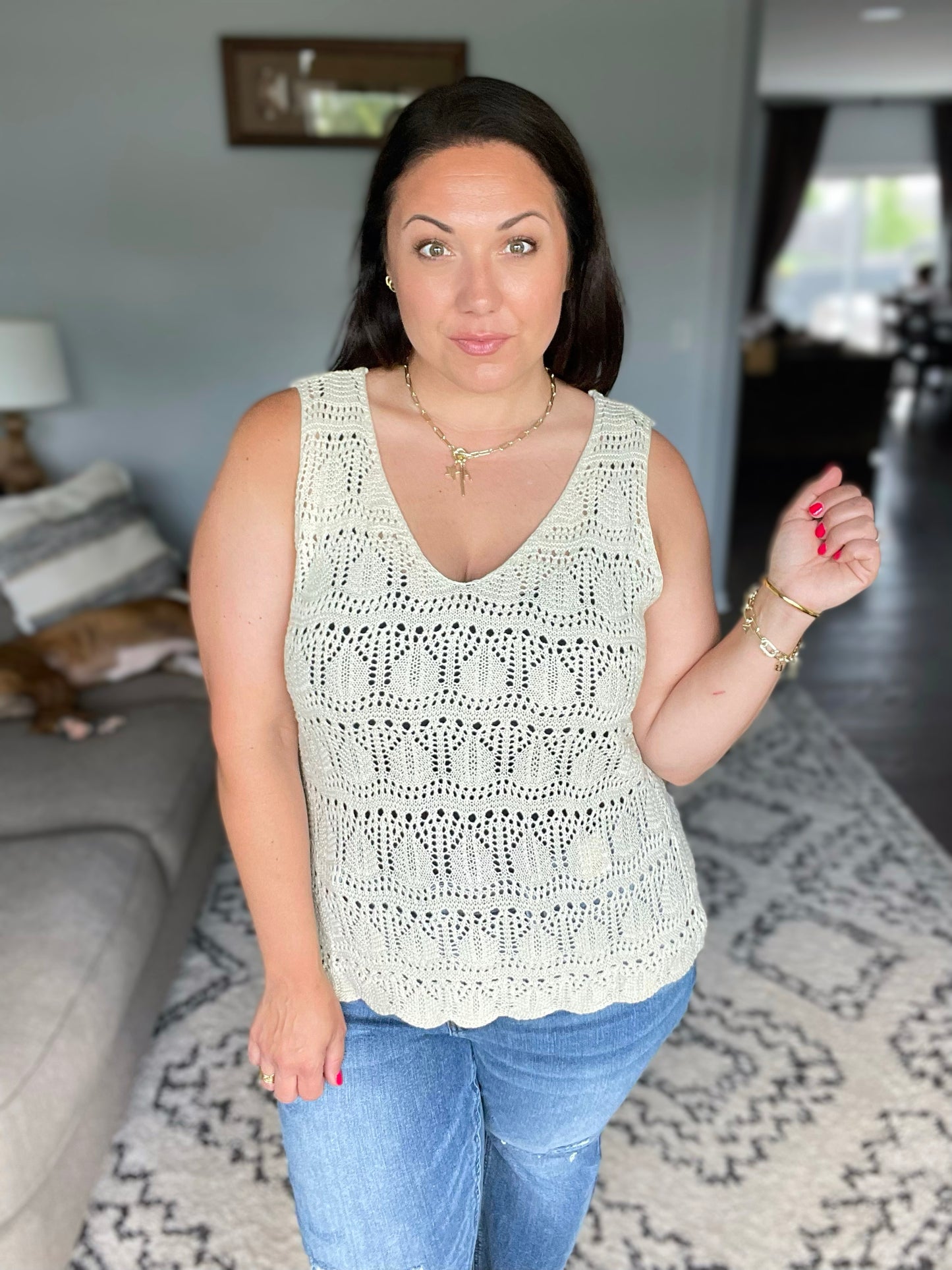 Adventure is Out There Open Knit Tank