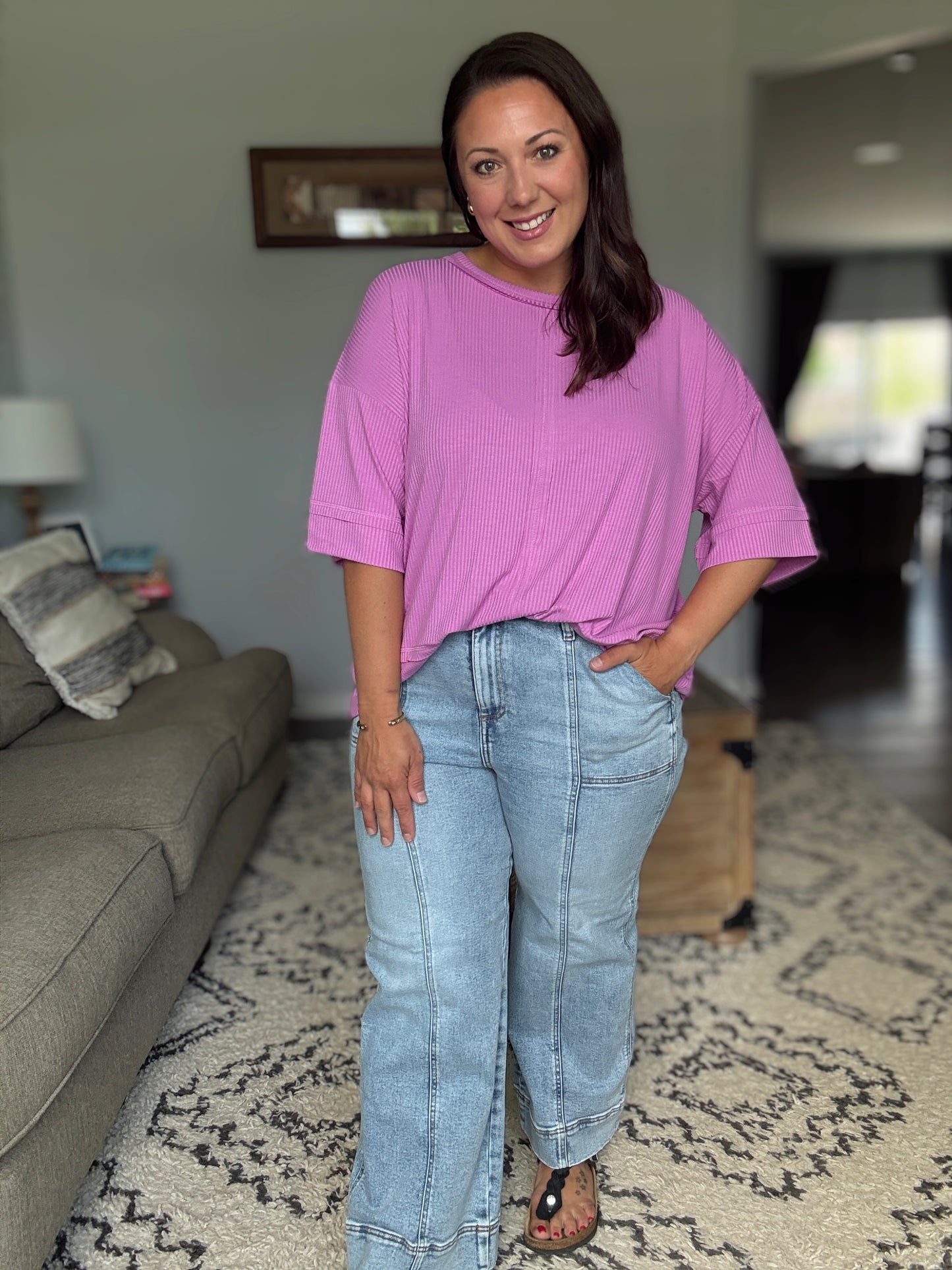 RISEN Holy Airball Front Seam Detail Wide Leg Cropped Jeans
