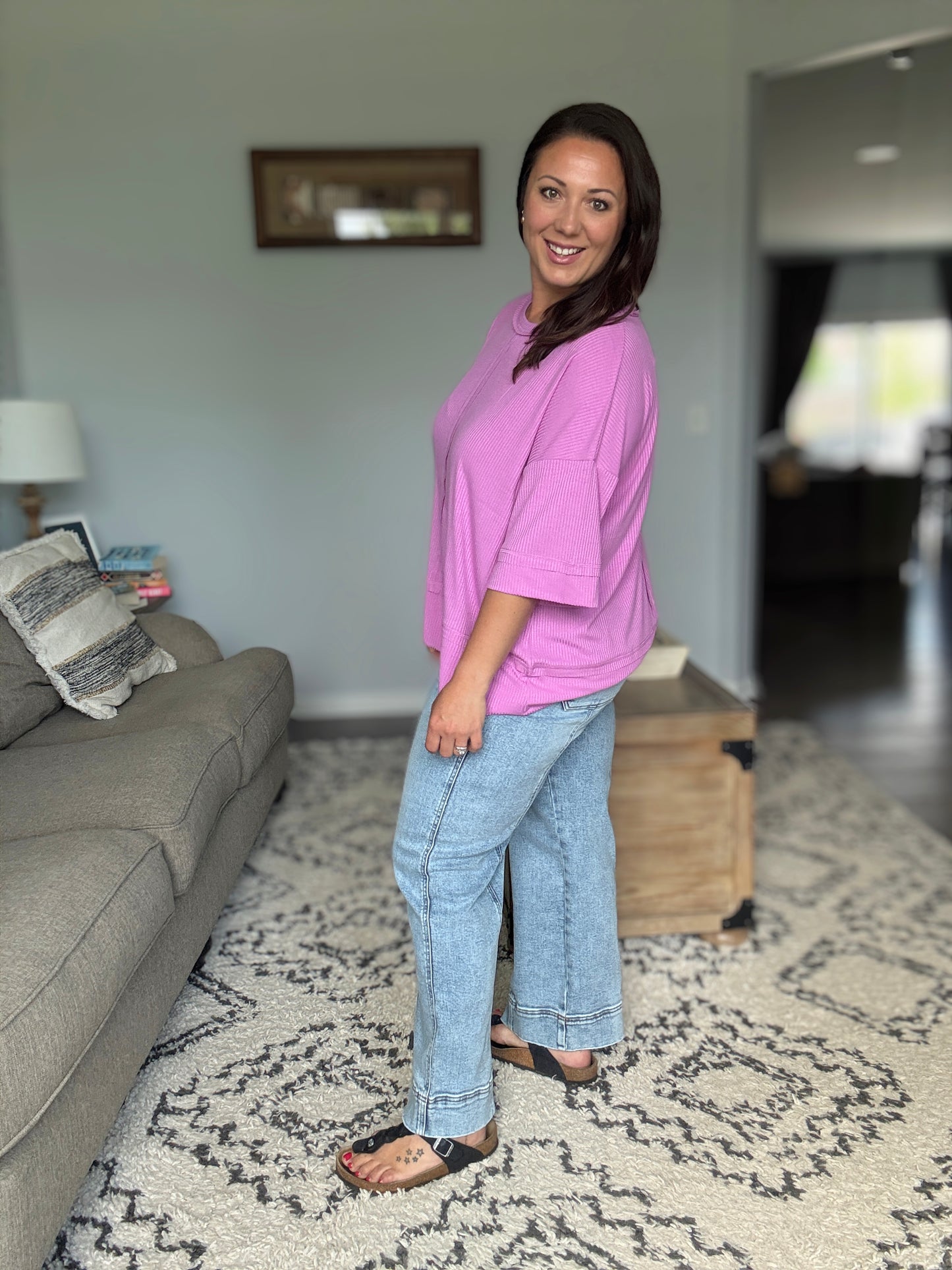RISEN Holy Airball Front Seam Detail Wide Leg Cropped Jeans