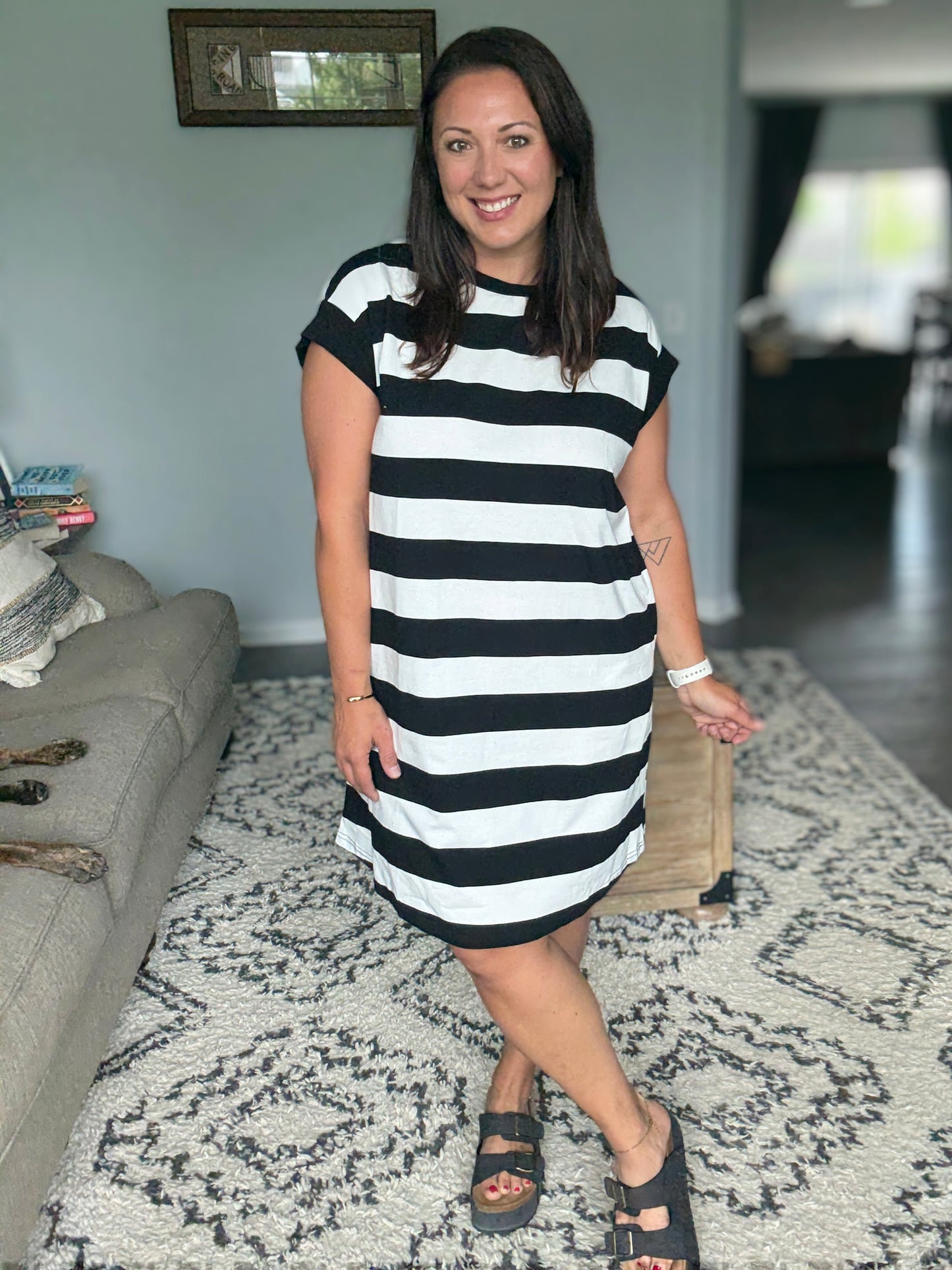 Basic Bae Striped Cap Sleeve Mini T-Shirt Dress in 3 Colors