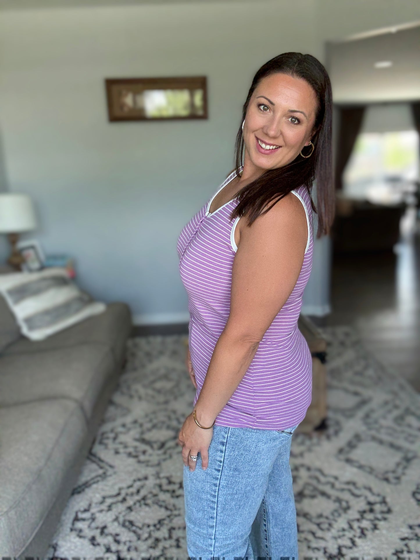 IN STOCK Shiloh Button Snap Tank - Purple