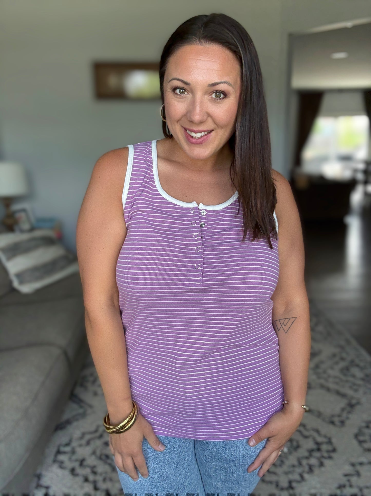 IN STOCK Shiloh Button Snap Tank - Purple