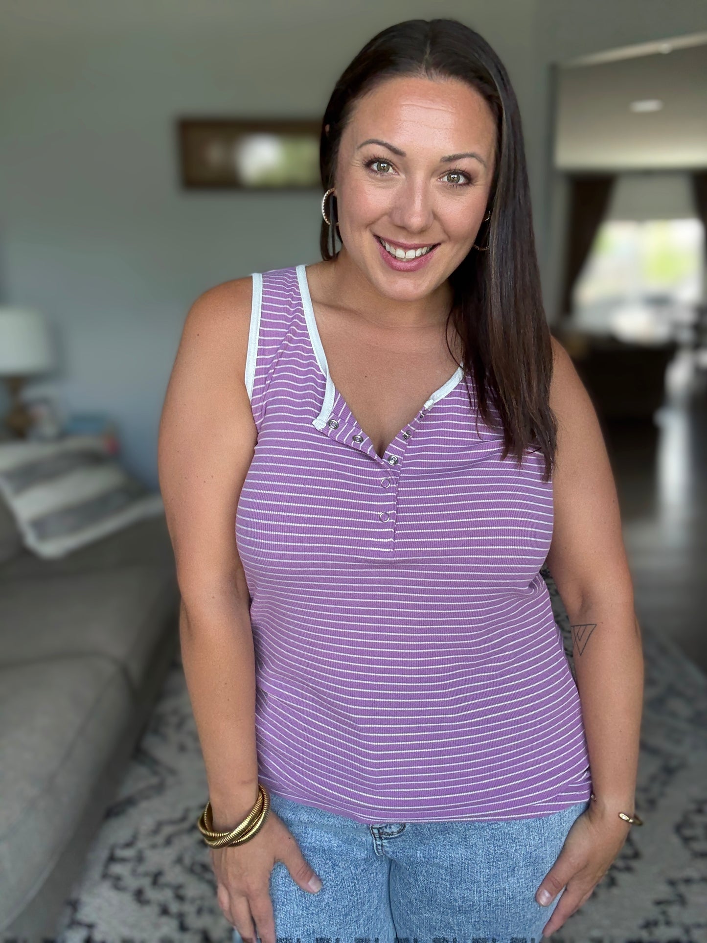 IN STOCK Shiloh Button Snap Tank - Purple