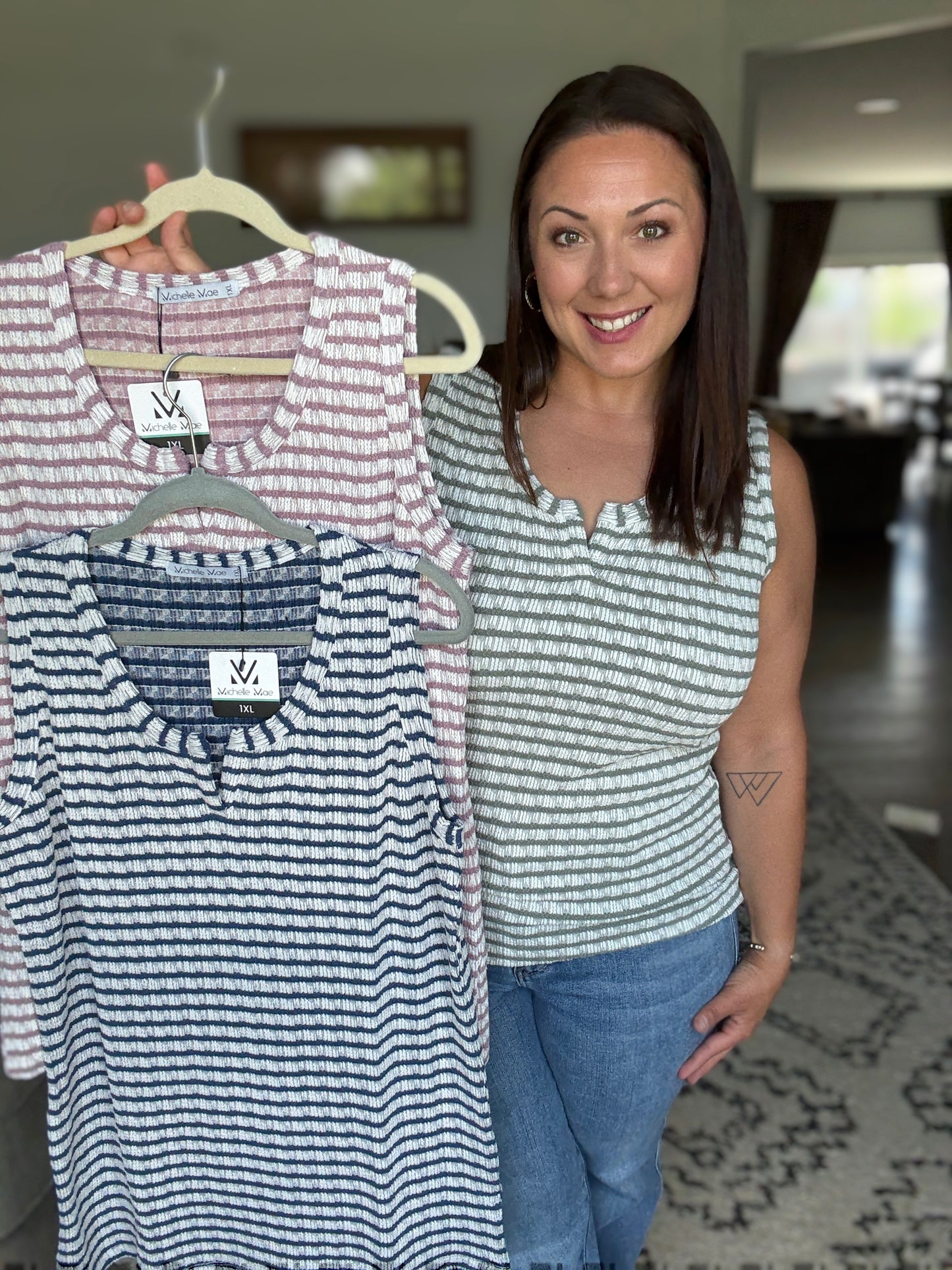 IN STOCK Stella Striped Tank - Mauve