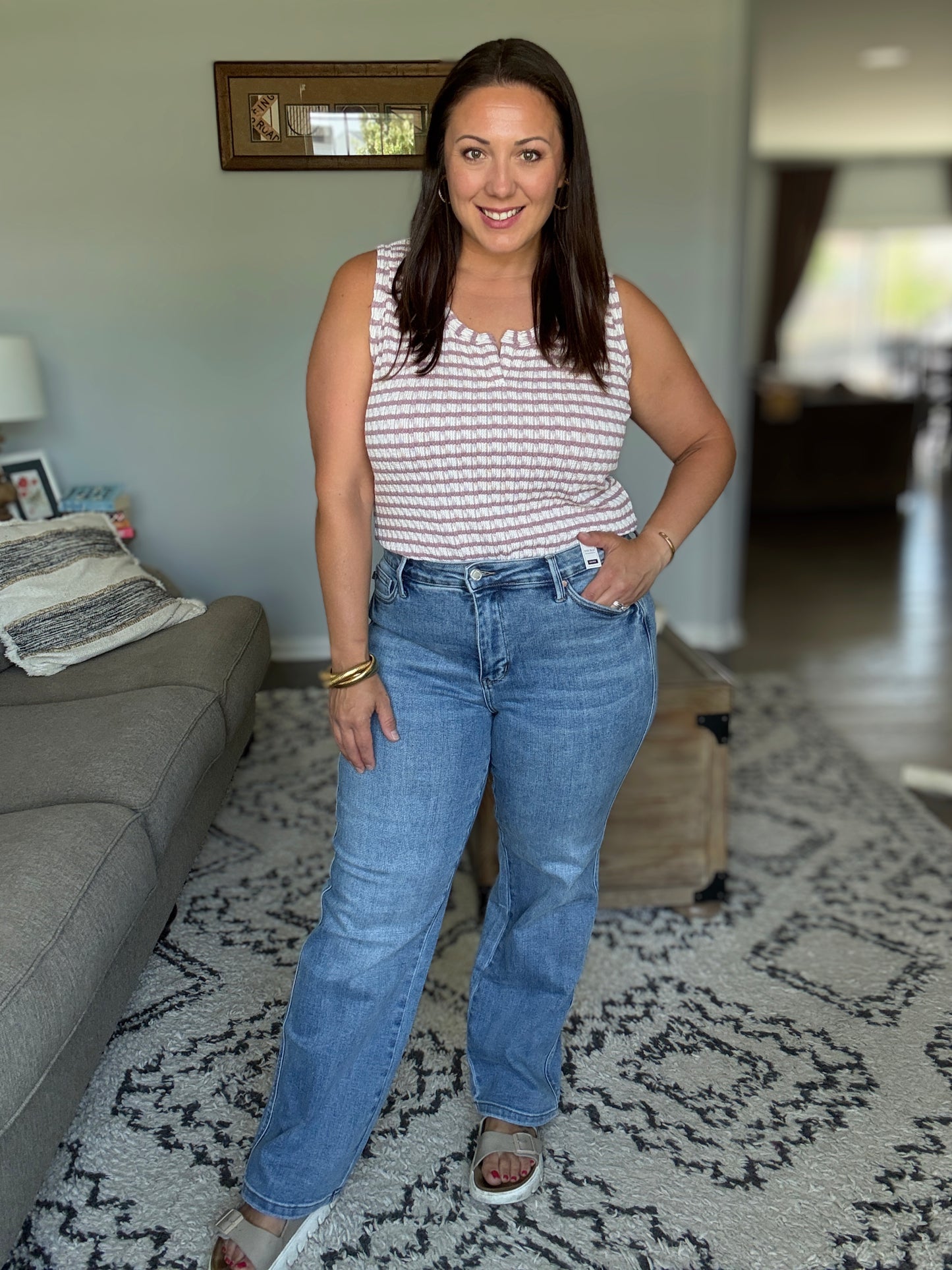 Corrine Mid Rise Control Top Vintage Straight Jeans
