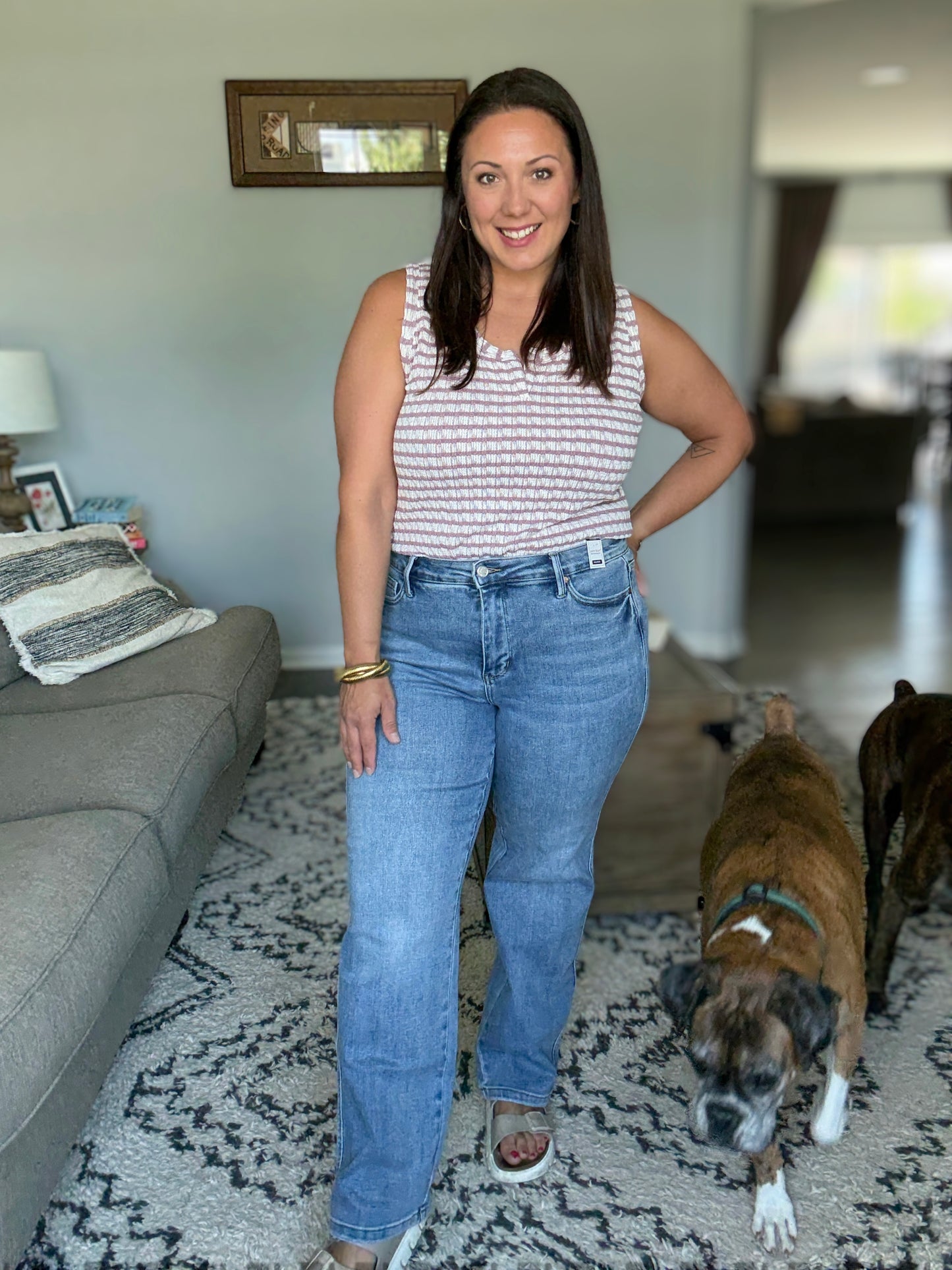 Corrine Mid Rise Control Top Vintage Straight Jeans