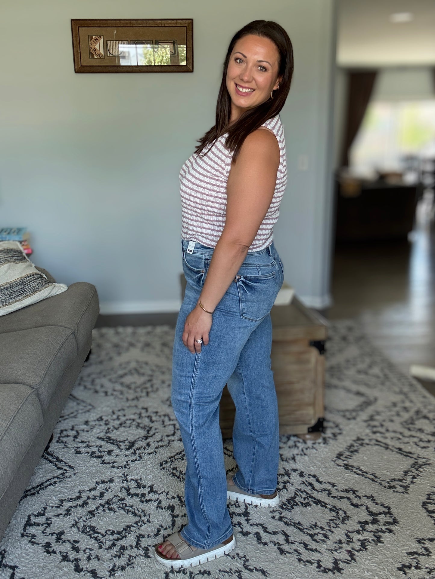 Corrine Mid Rise Control Top Vintage Straight Jeans
