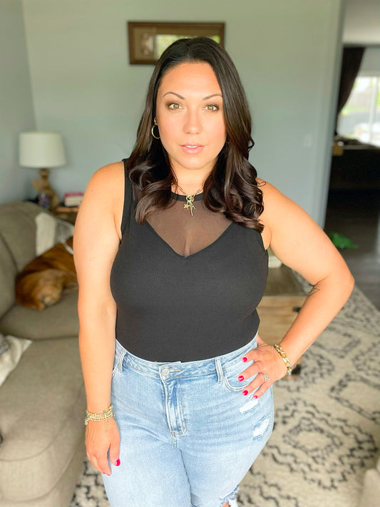 Miss You Much Mesh V-Neck Bodysuit