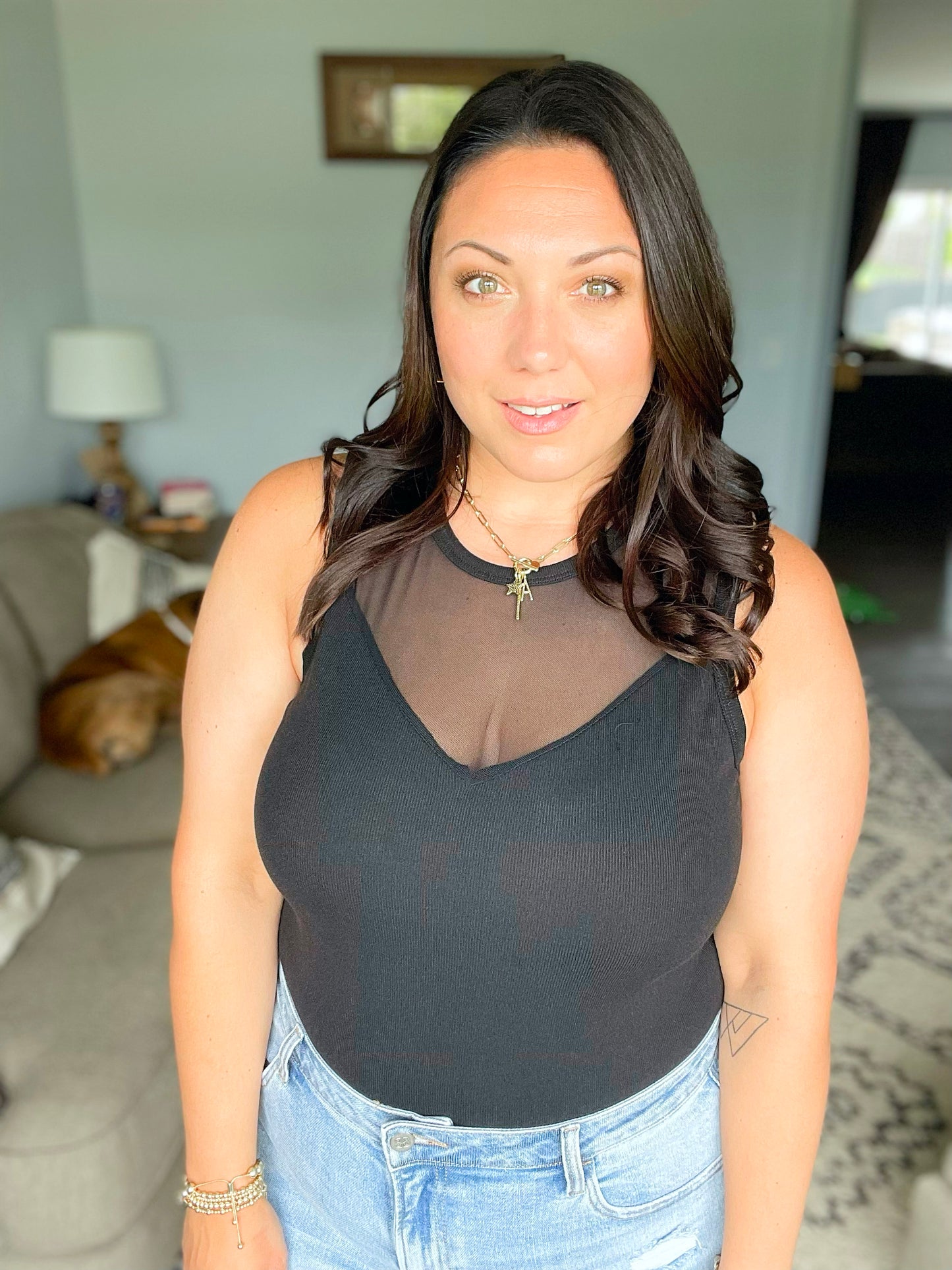 Miss You Much Mesh V-Neck Bodysuit
