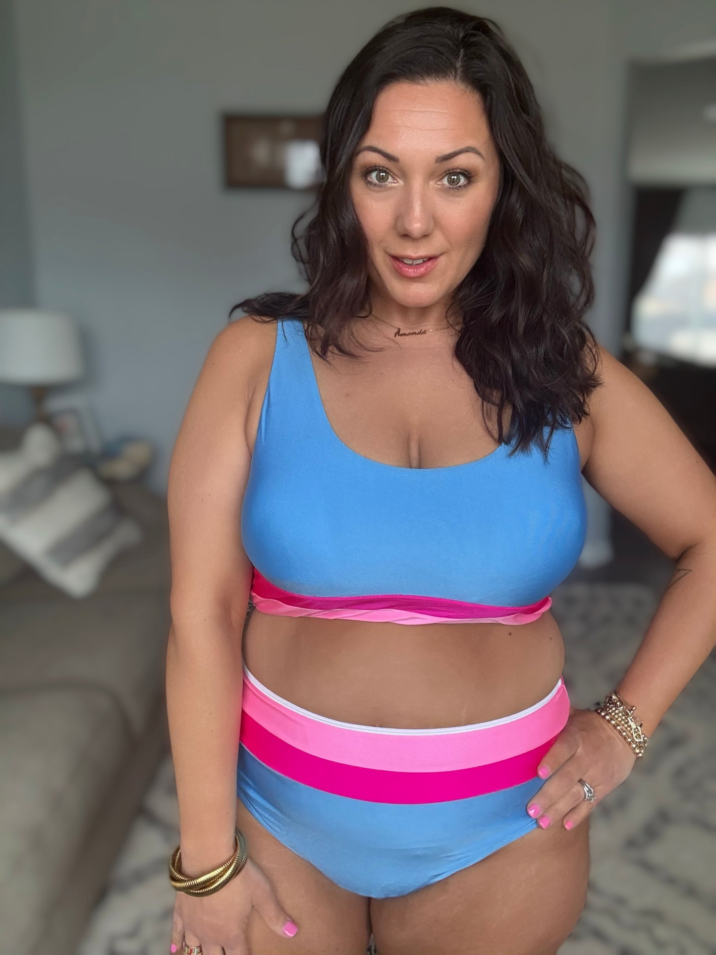 Venice Color Block Swim Top