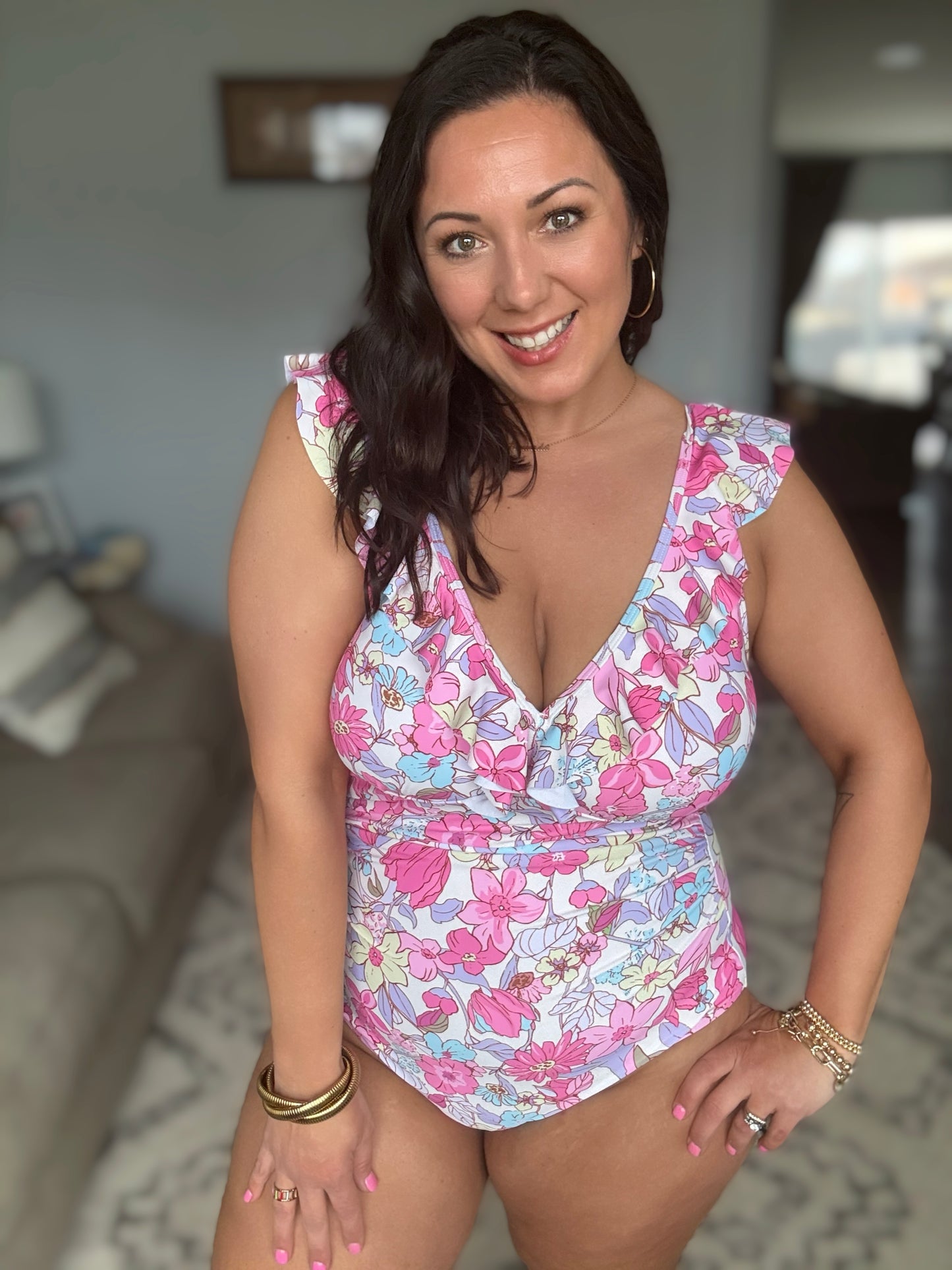 Naples Floral Ruched Swimsuit