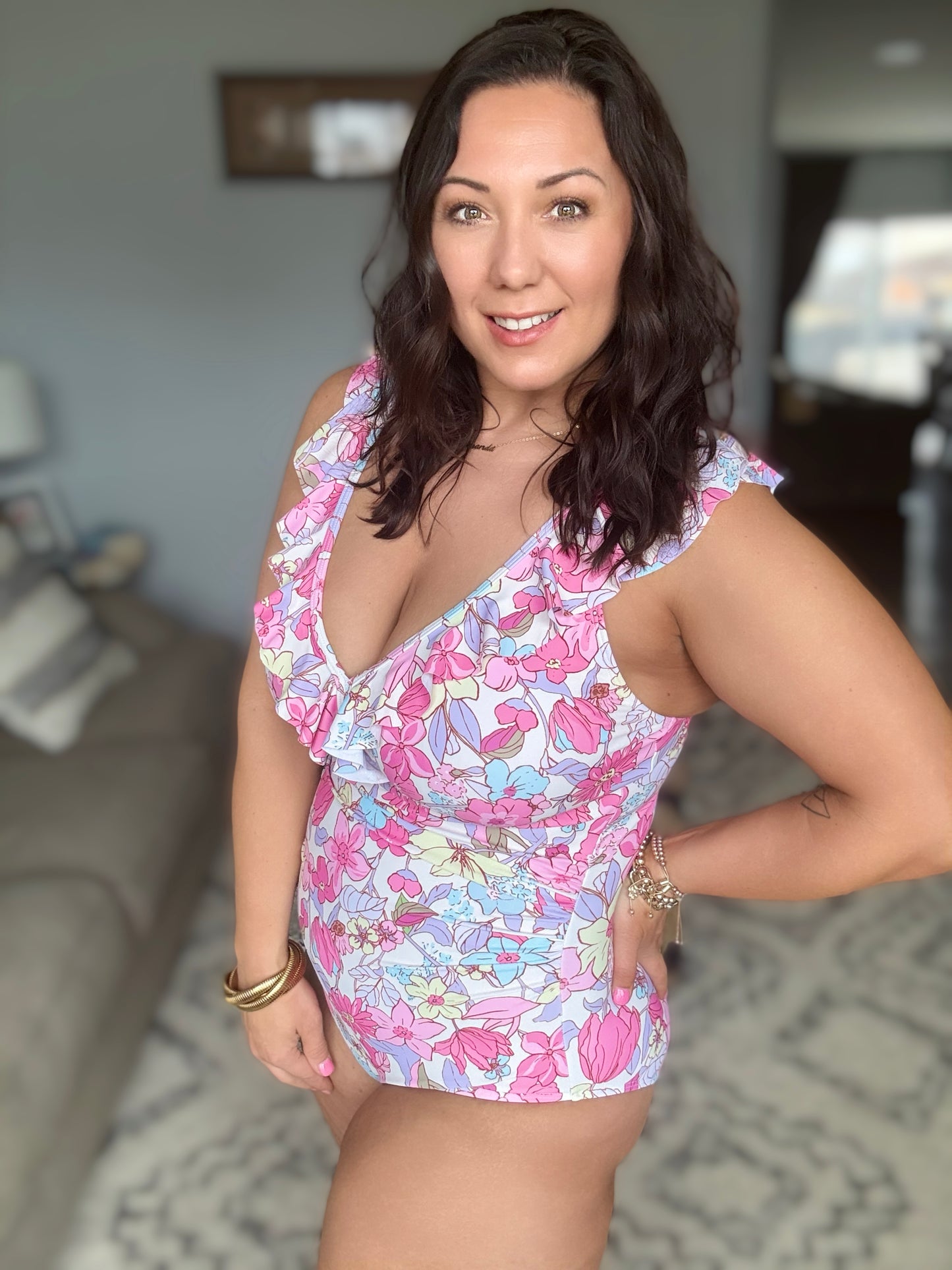 Naples Floral Ruched Swimsuit