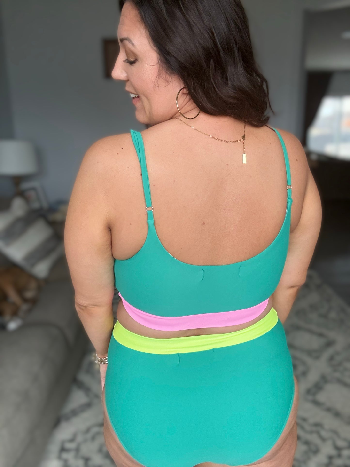 Fiji Color Block Swim Top