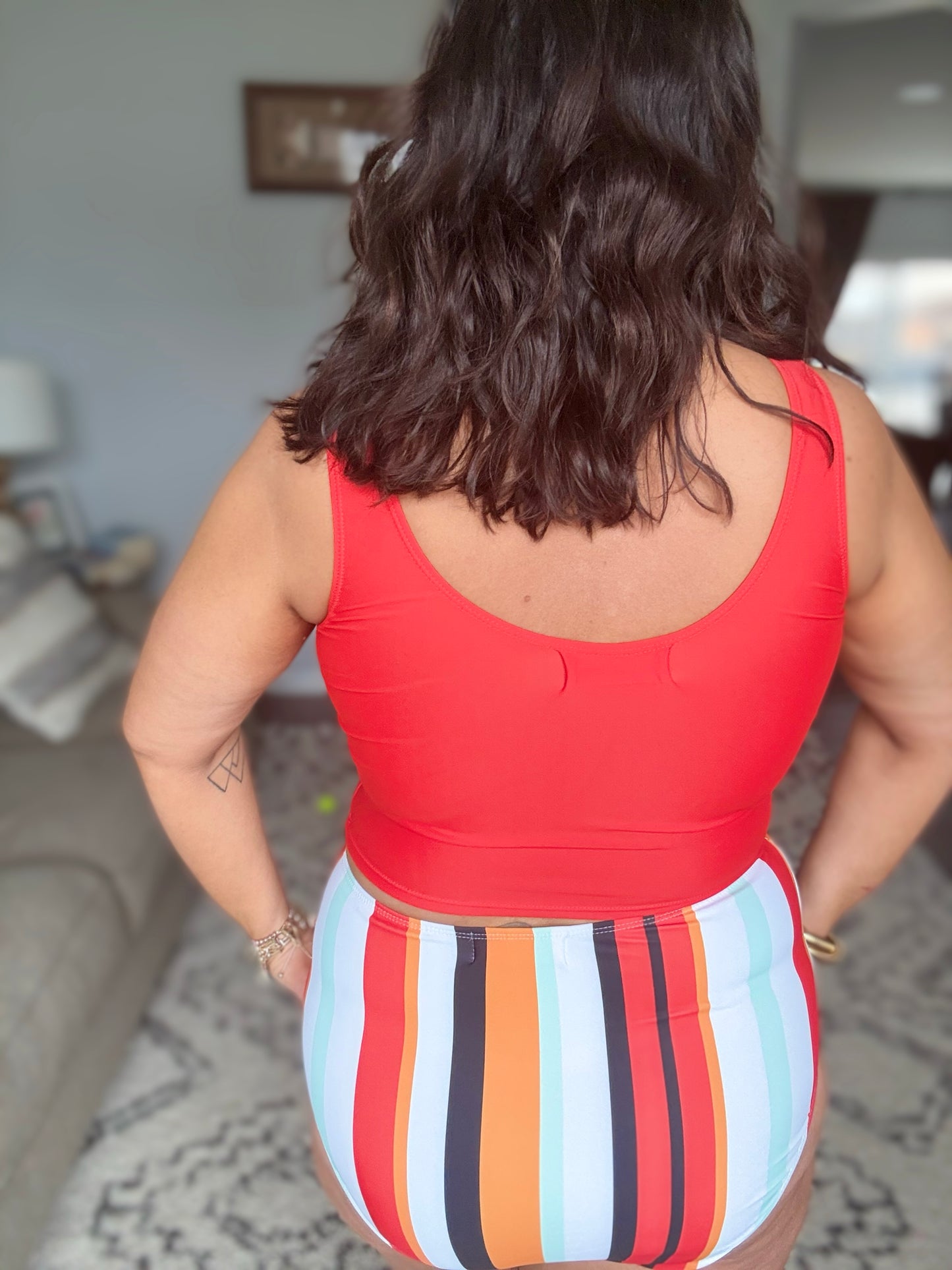 Bermuda Snap Up Swim Top in Red