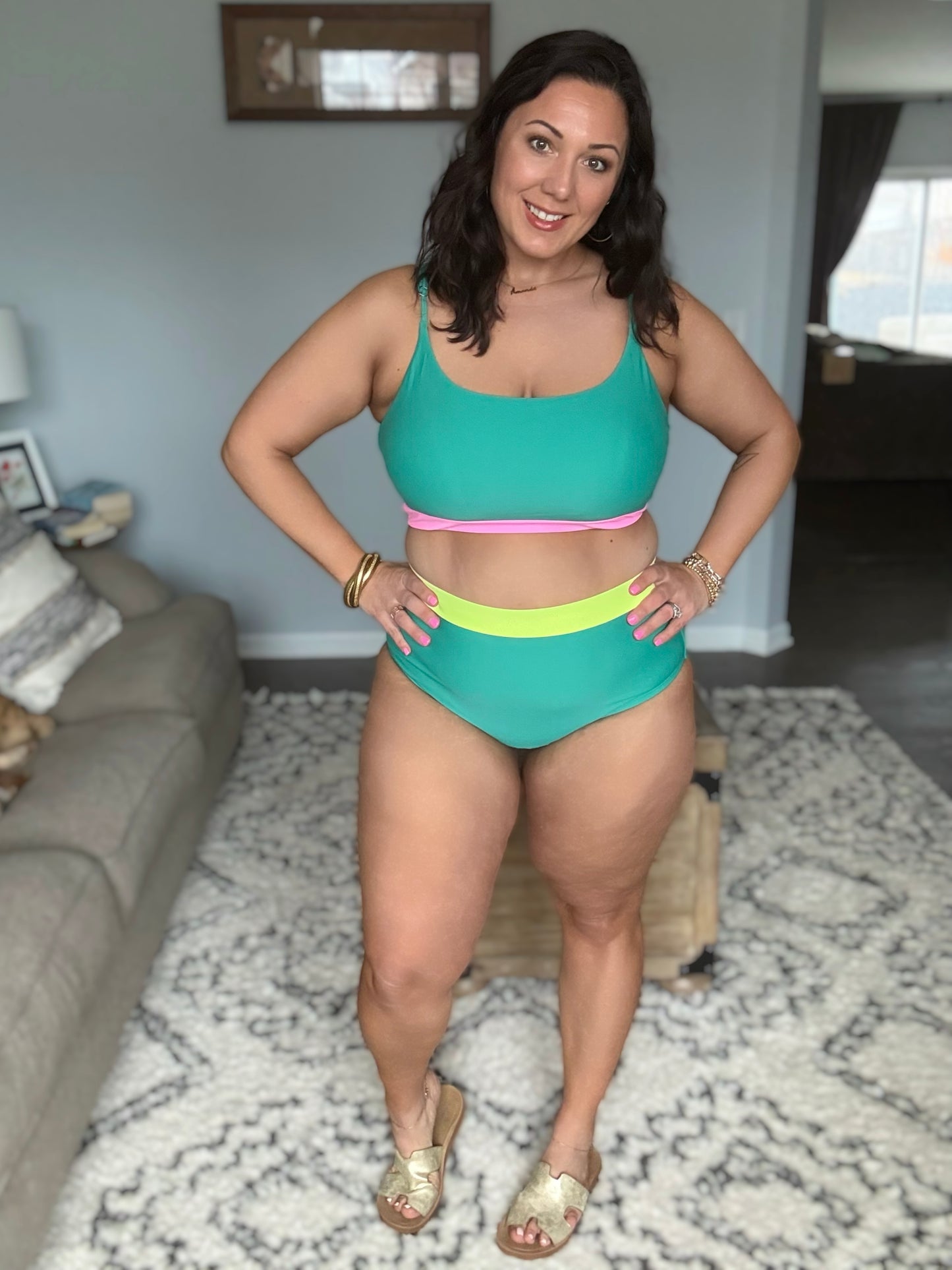 Fiji Color Block Swim Top