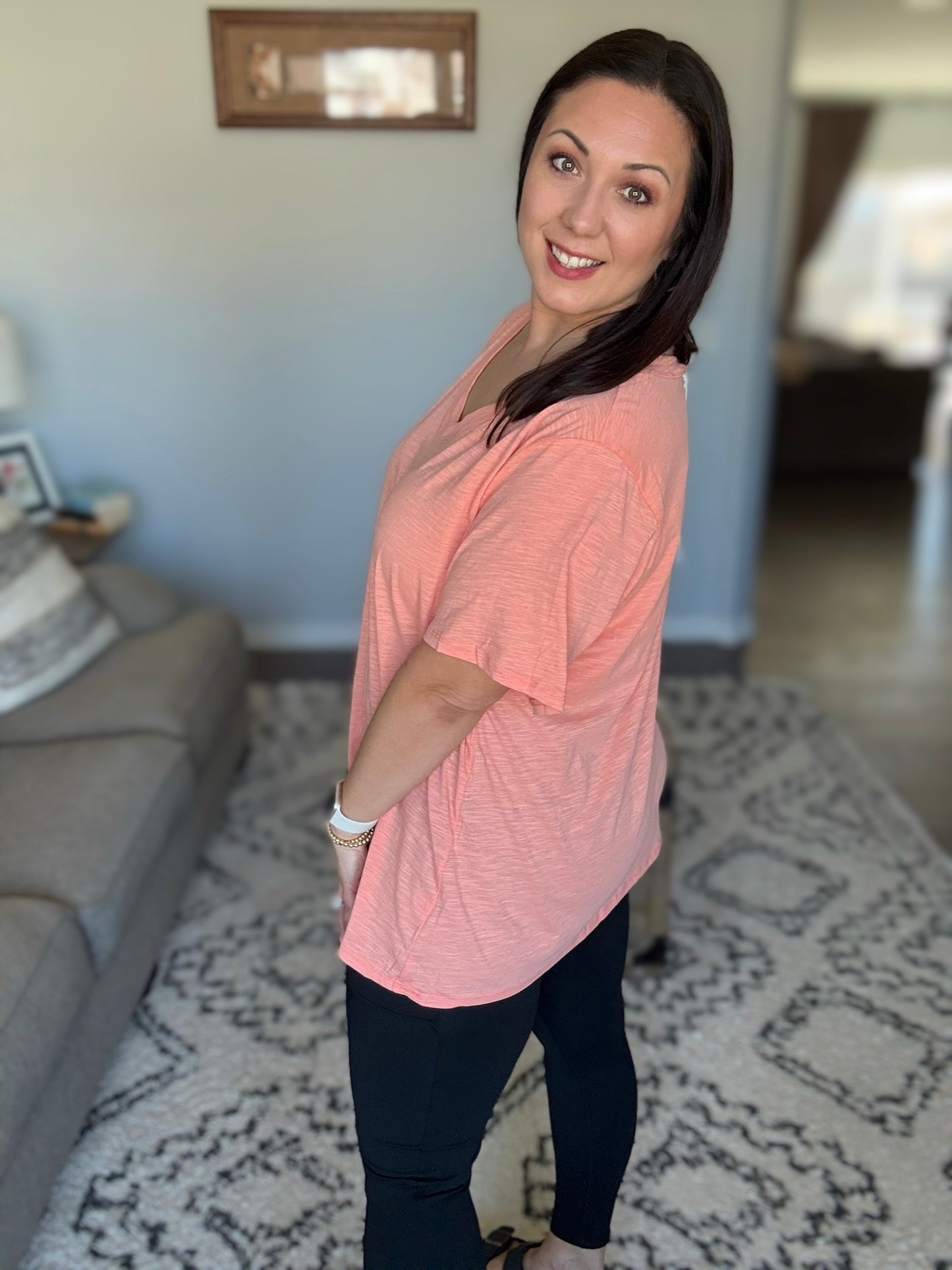 I Don't Have to Choose V-Neck Tee in Apricot Ice