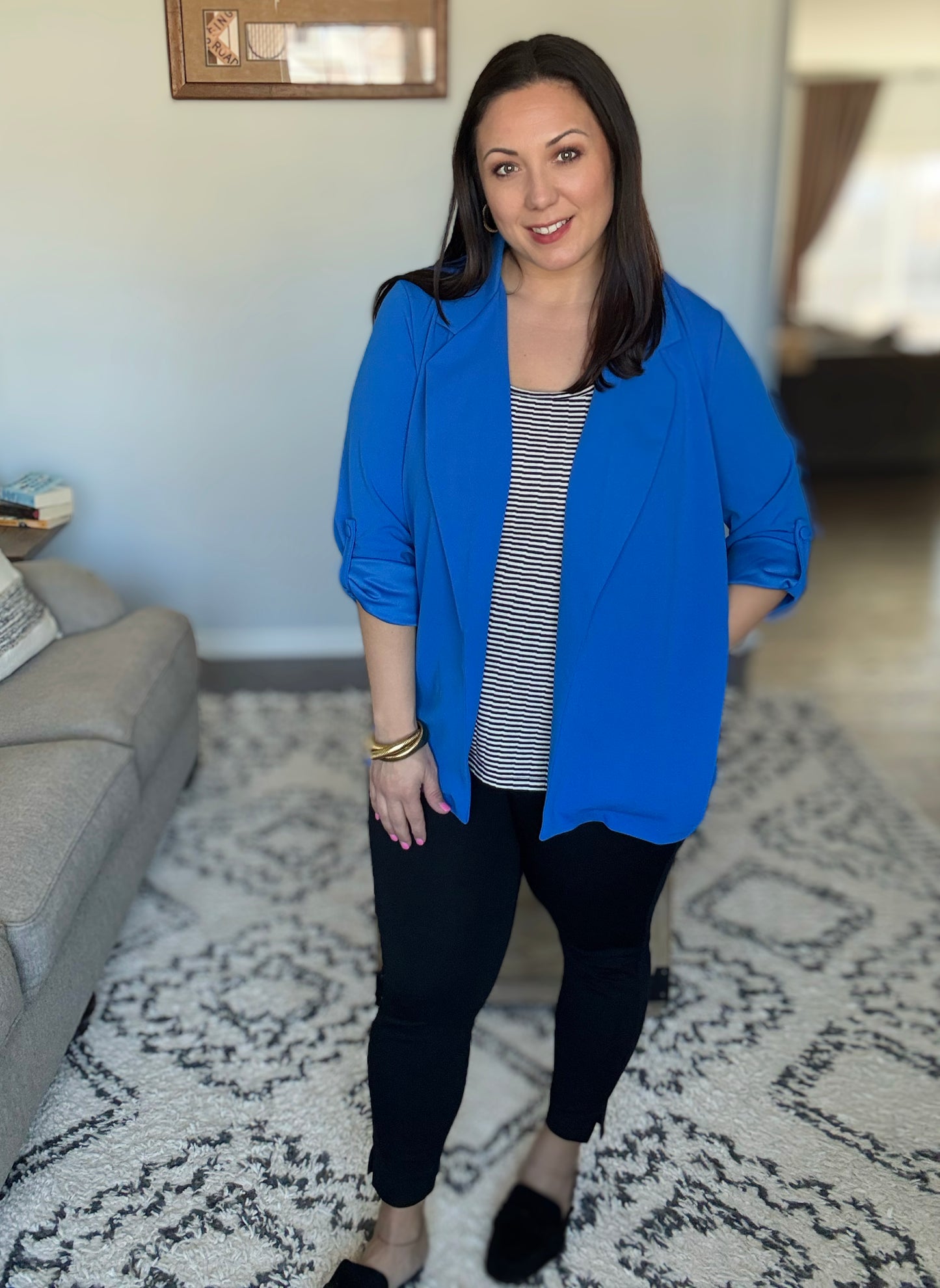 I'm Really That Gal Open Front Blazer in Royal Blue