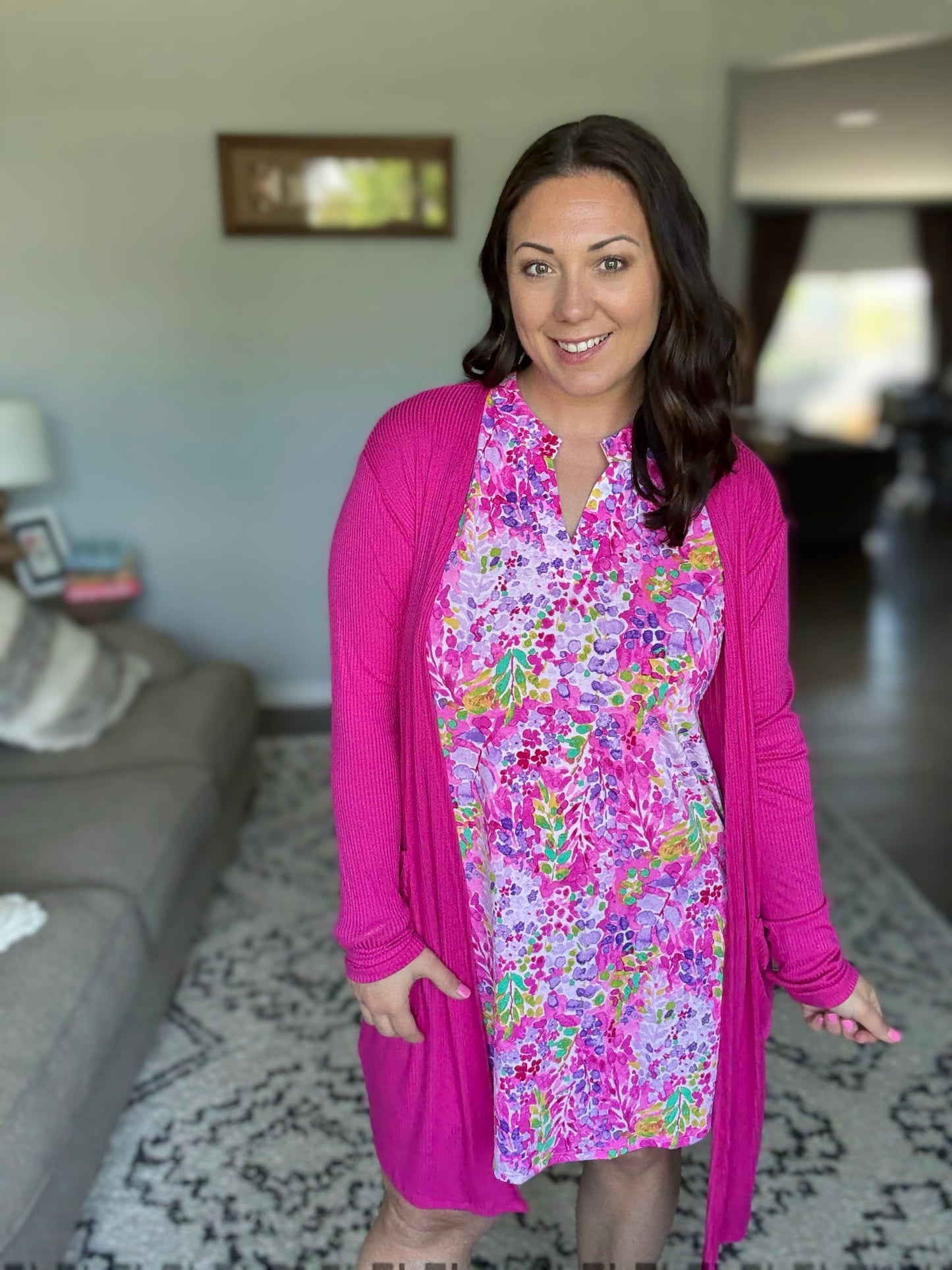 Lizzy Tank Dress in Magenta Spring Floral