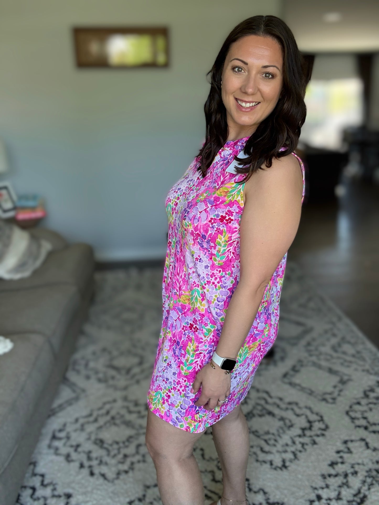 Lizzy Tank Dress in Magenta Spring Floral