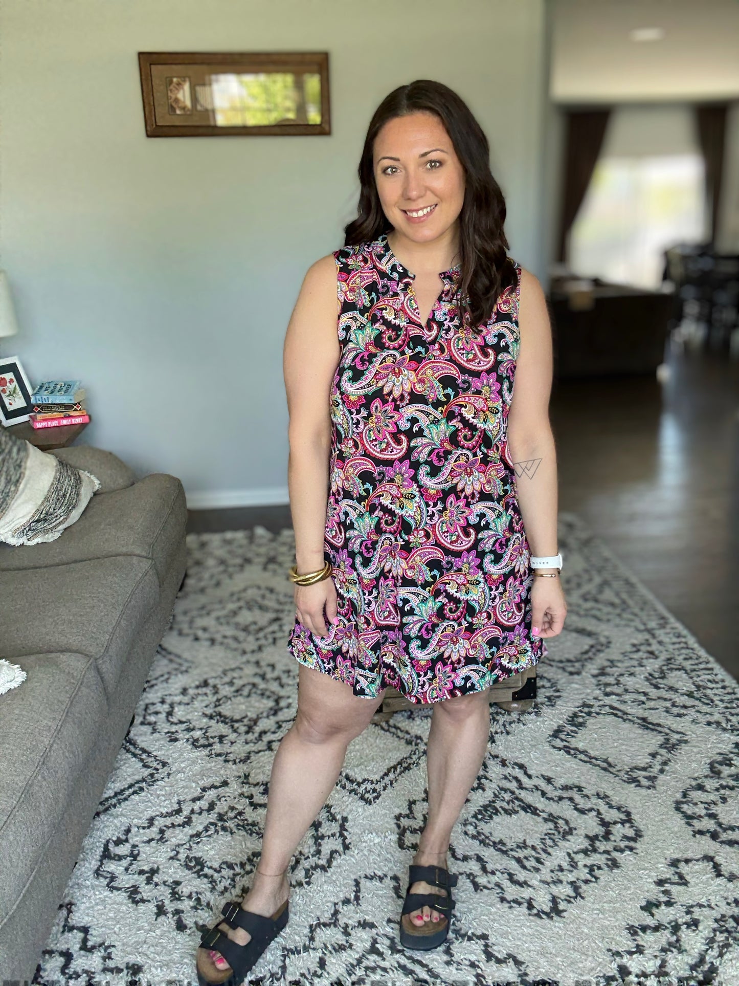 Lizzy Tank Dress in Black Paisley