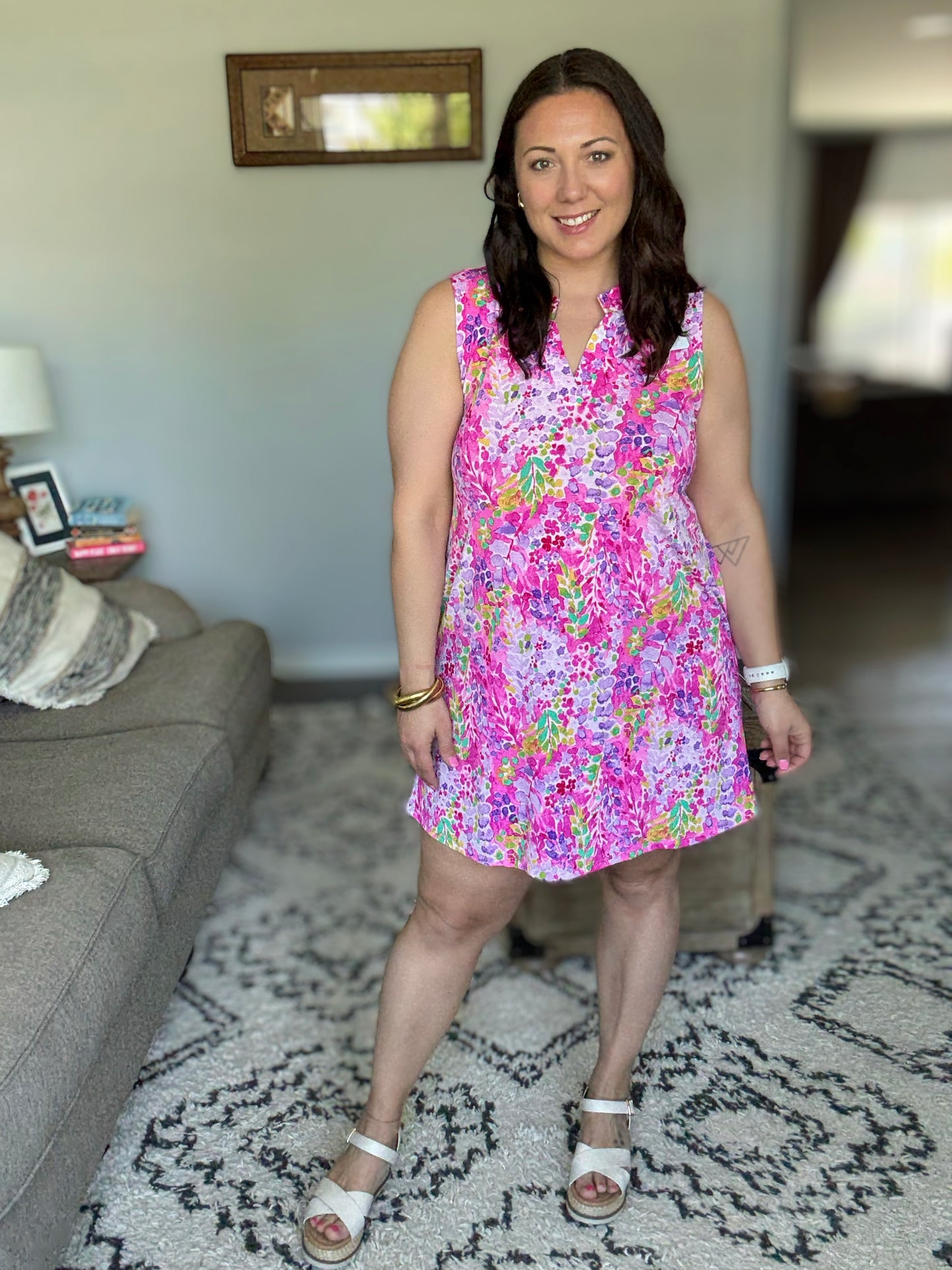 Lizzy Tank Dress in Magenta Spring Floral