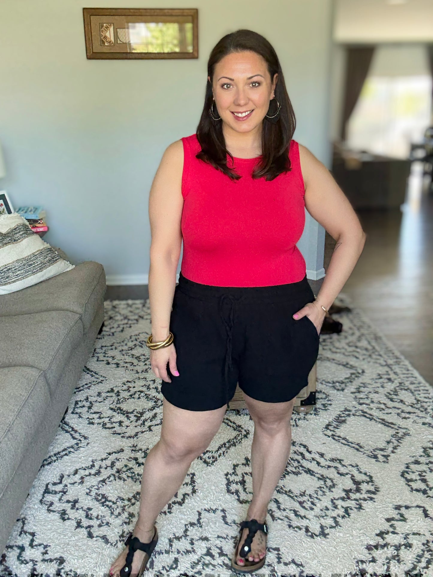Sunshine Soiree Double Gauze Shorts in Black