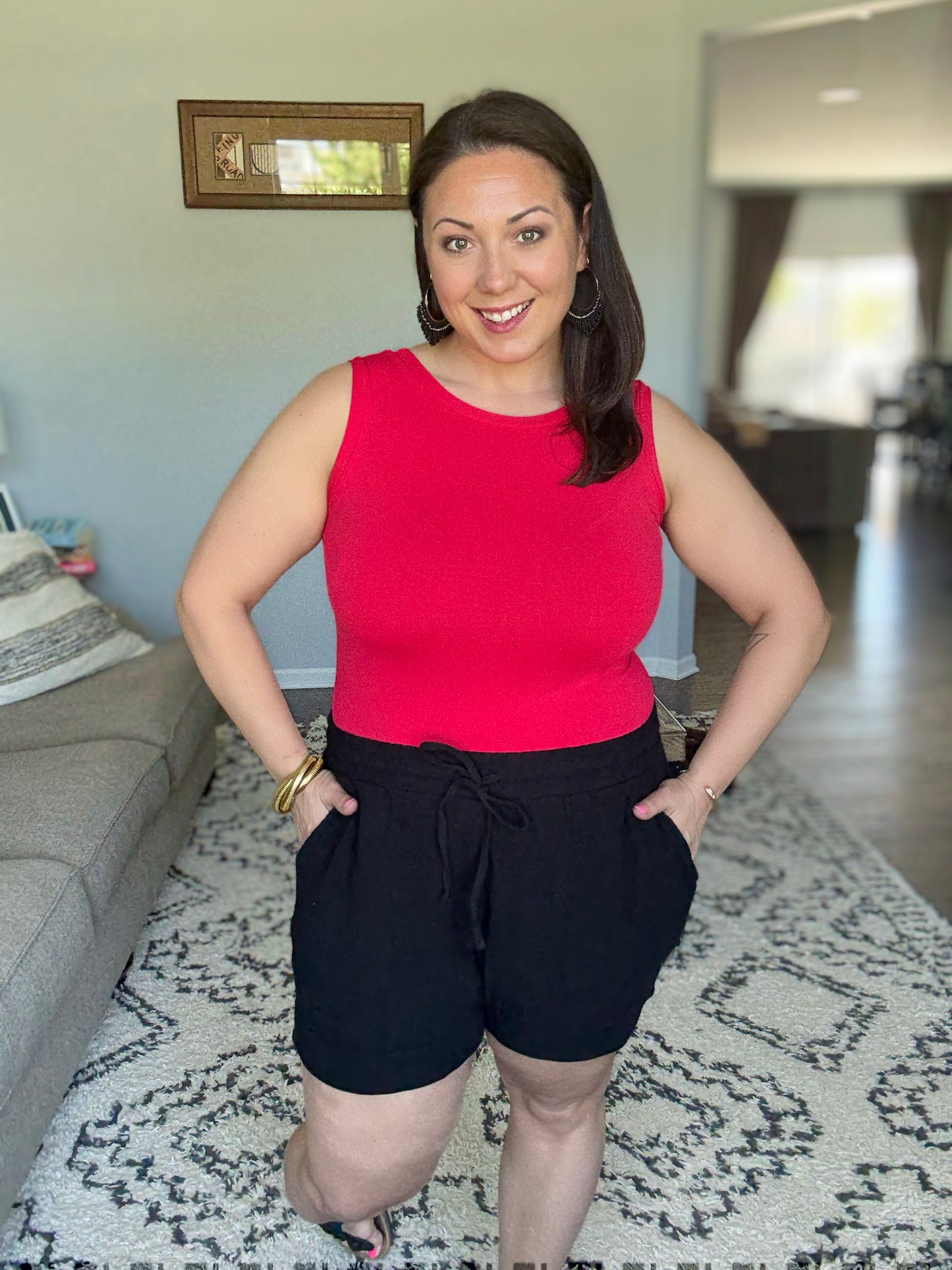 Sunshine Soiree Double Gauze Shorts in Black