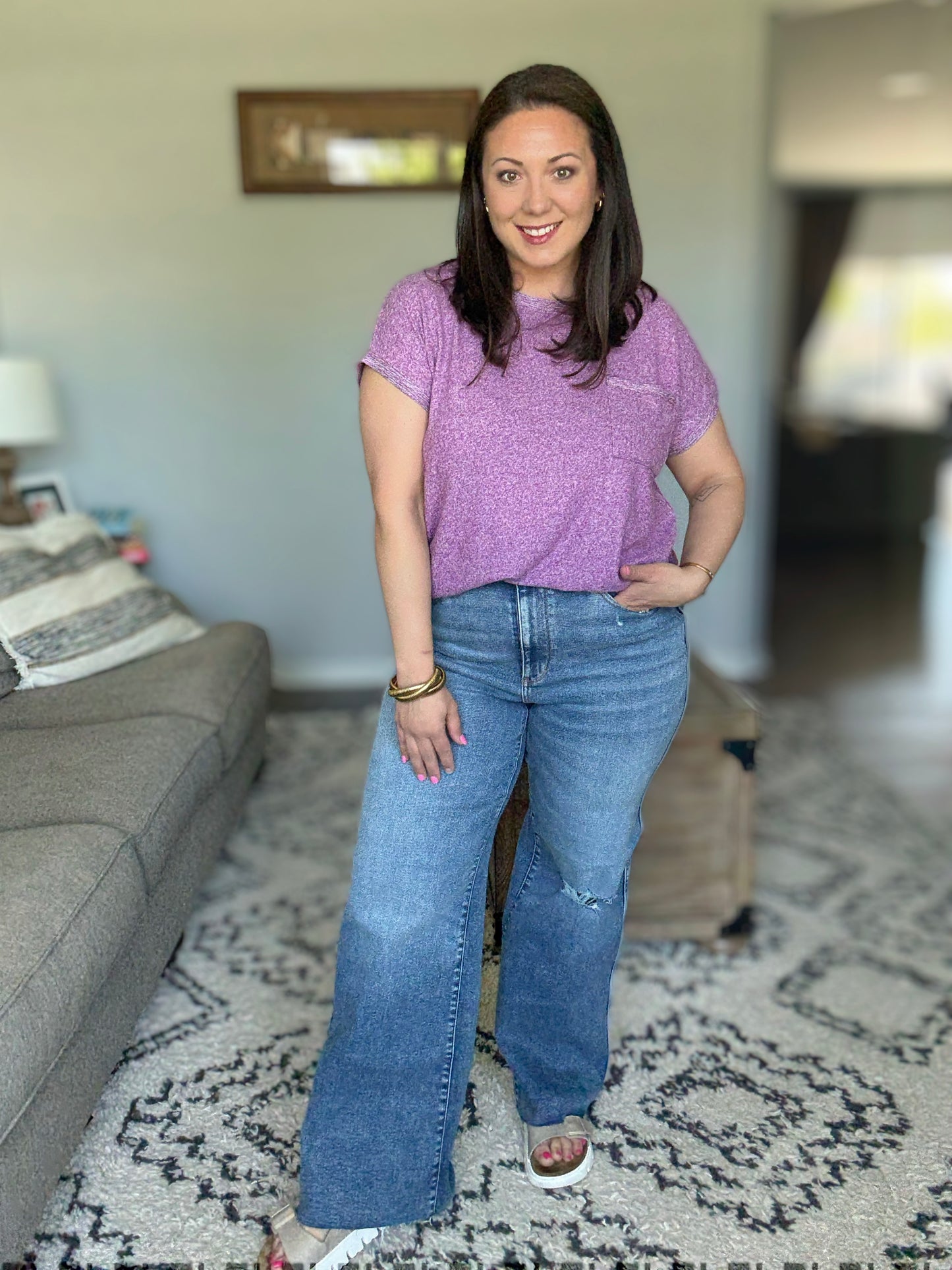 Heathered Harmony Basic Tee in Light Plum