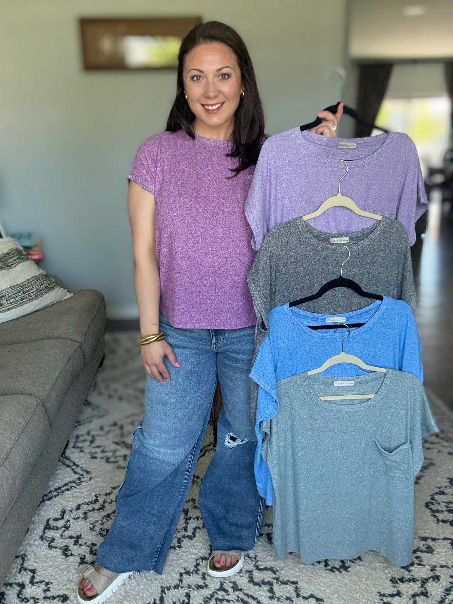 Heathered Harmony Basic Tee in Light Plum