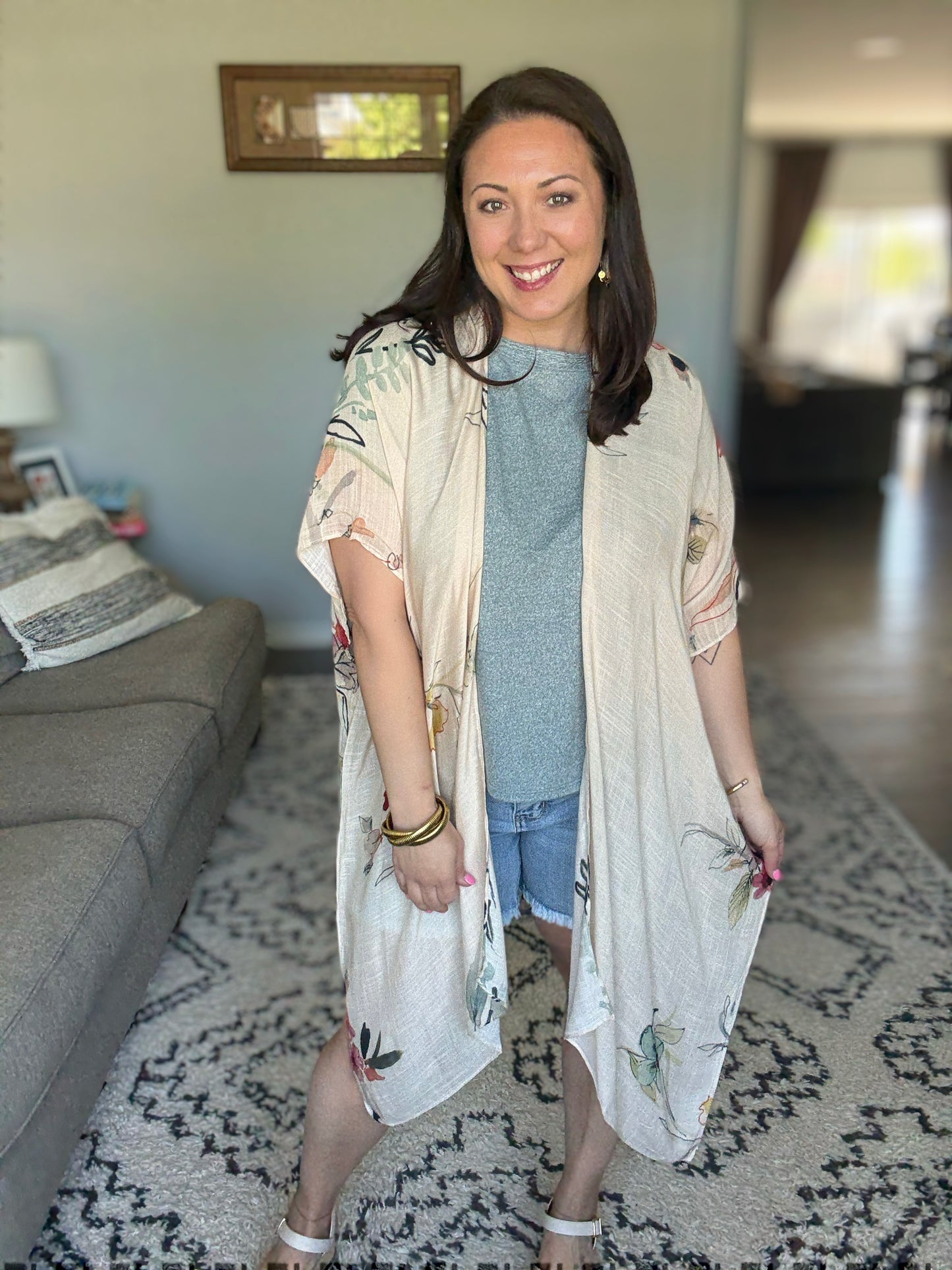Northbrook Watercolor Floral Open Front Kimono