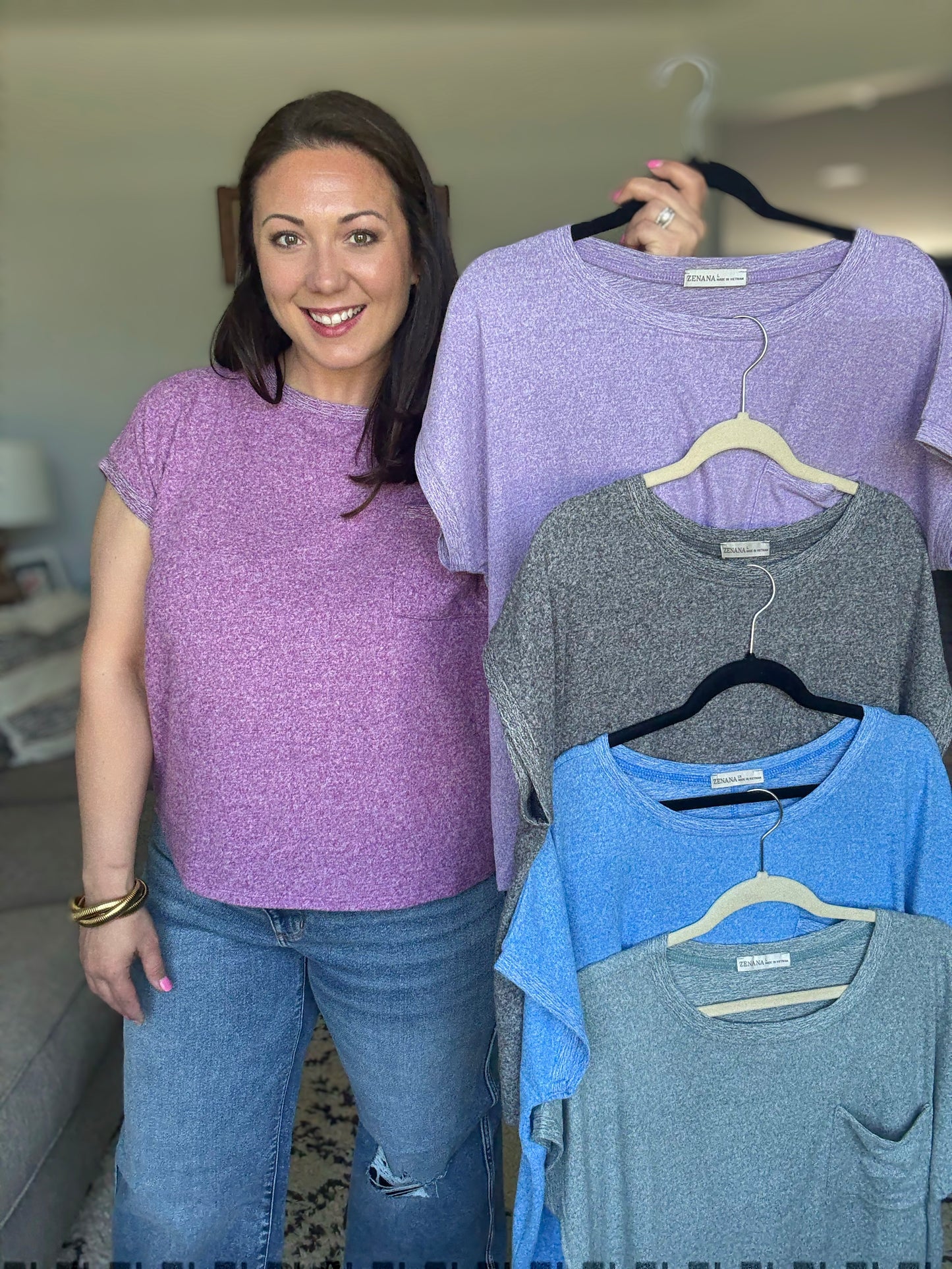 Heathered Harmony Basic Tee in Lavender