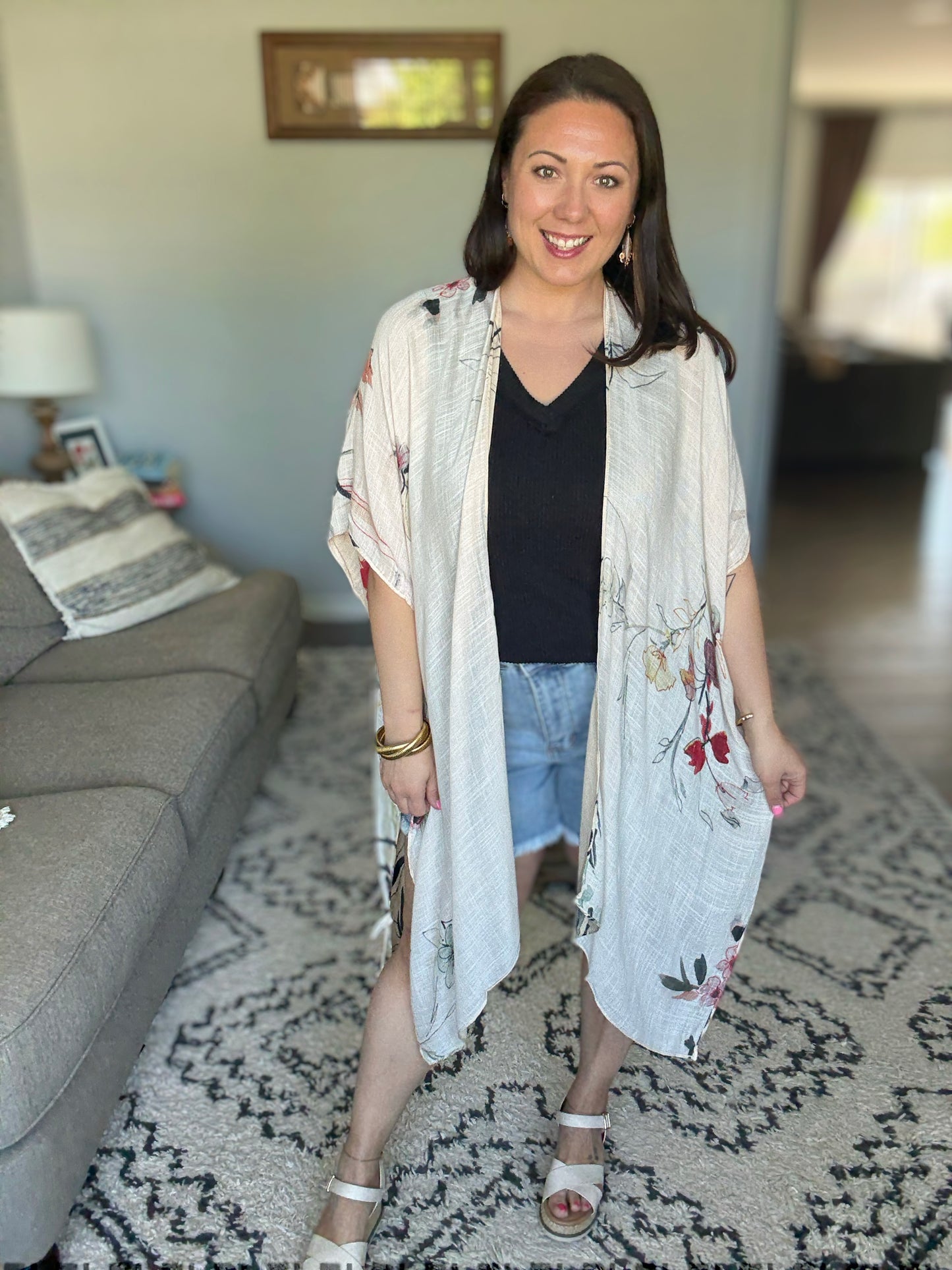 Northbrook Watercolor Floral Open Front Kimono